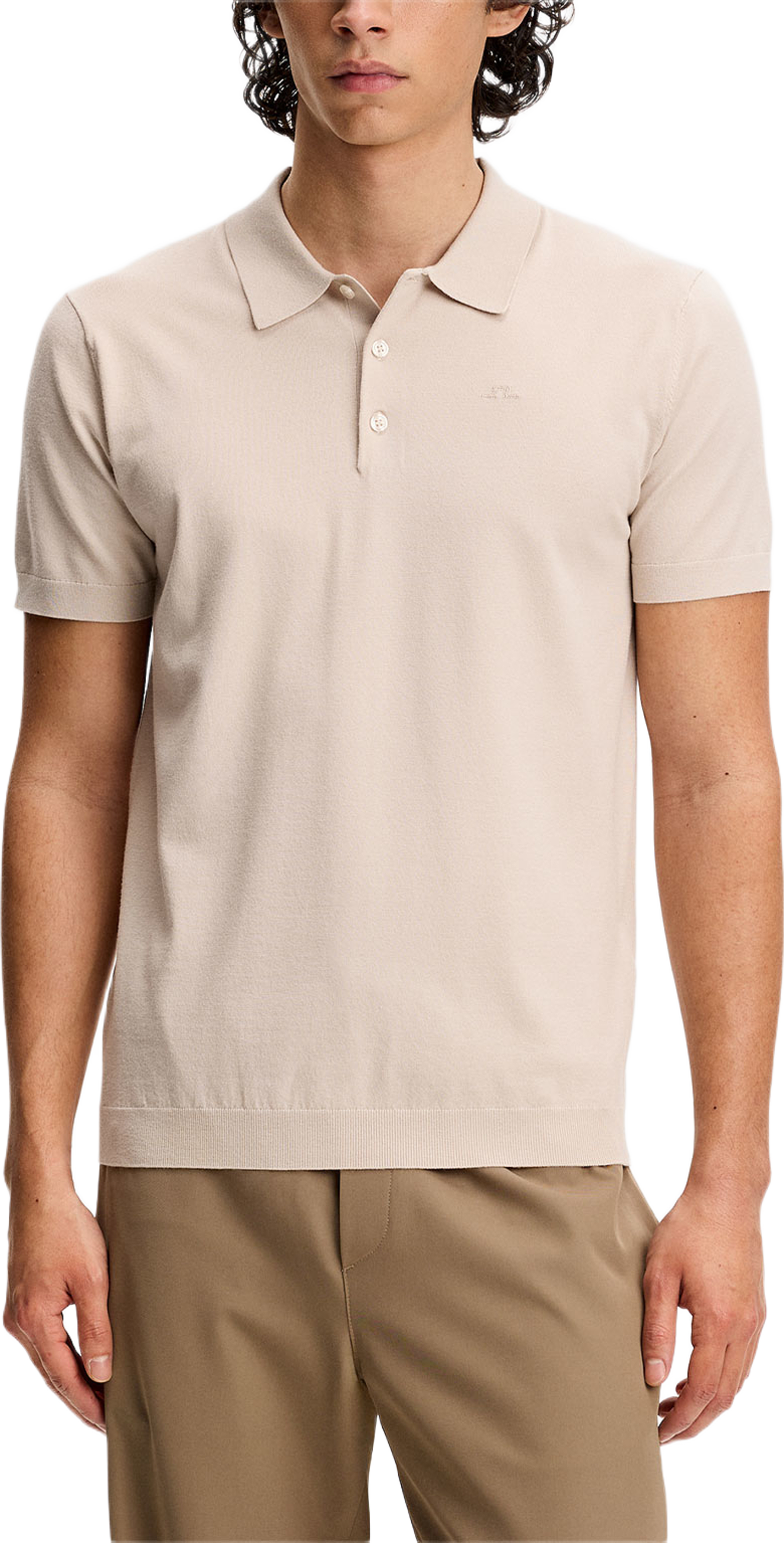 Ridge Knitted Polo, från J.Lindeberg, i färgen Moonbeam. Klicka för att öppna bilden i stort format