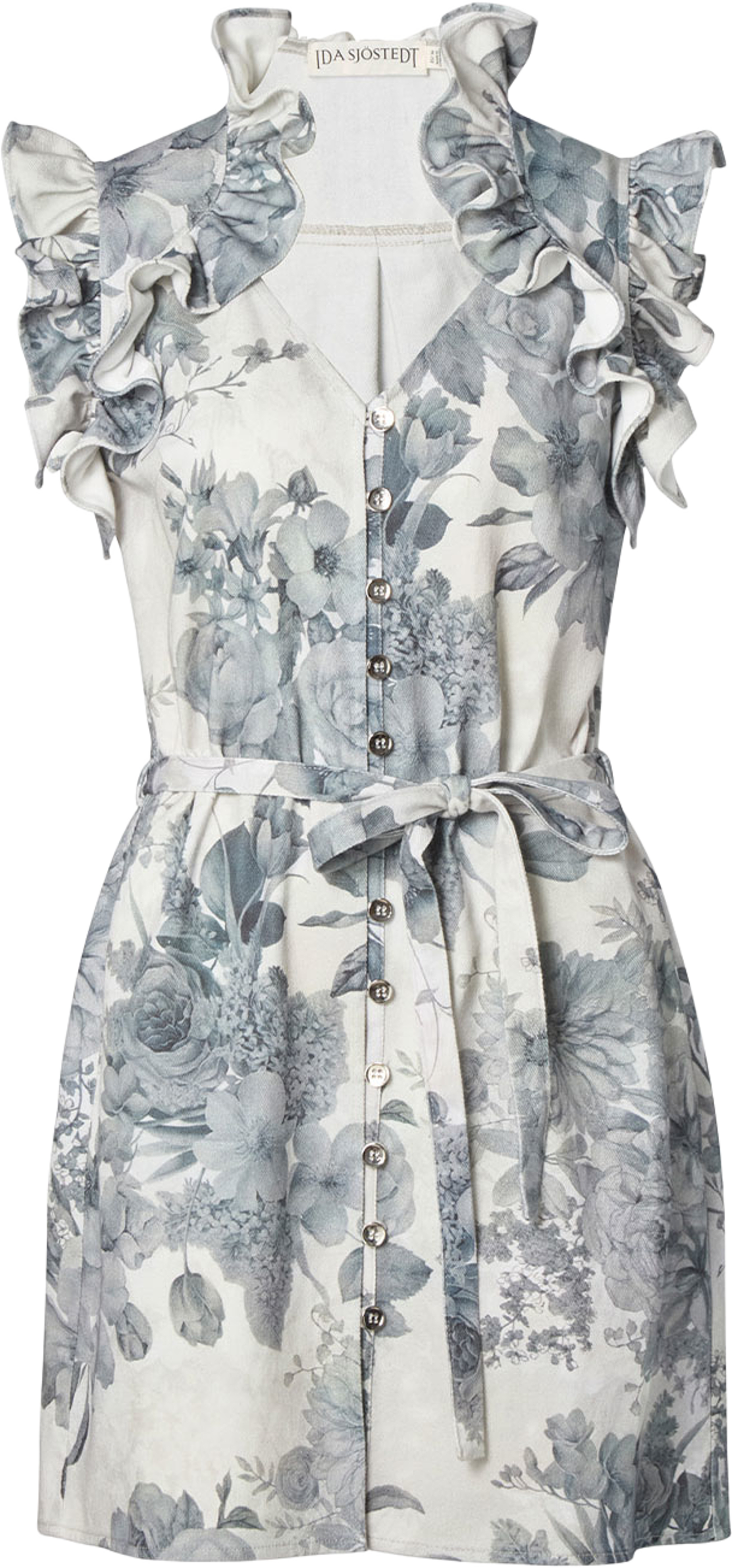 Melanie Dress, från Ida Sjöstedt, i färgen Blue Gray Florals. Klicka för att öppna bilden i stort format