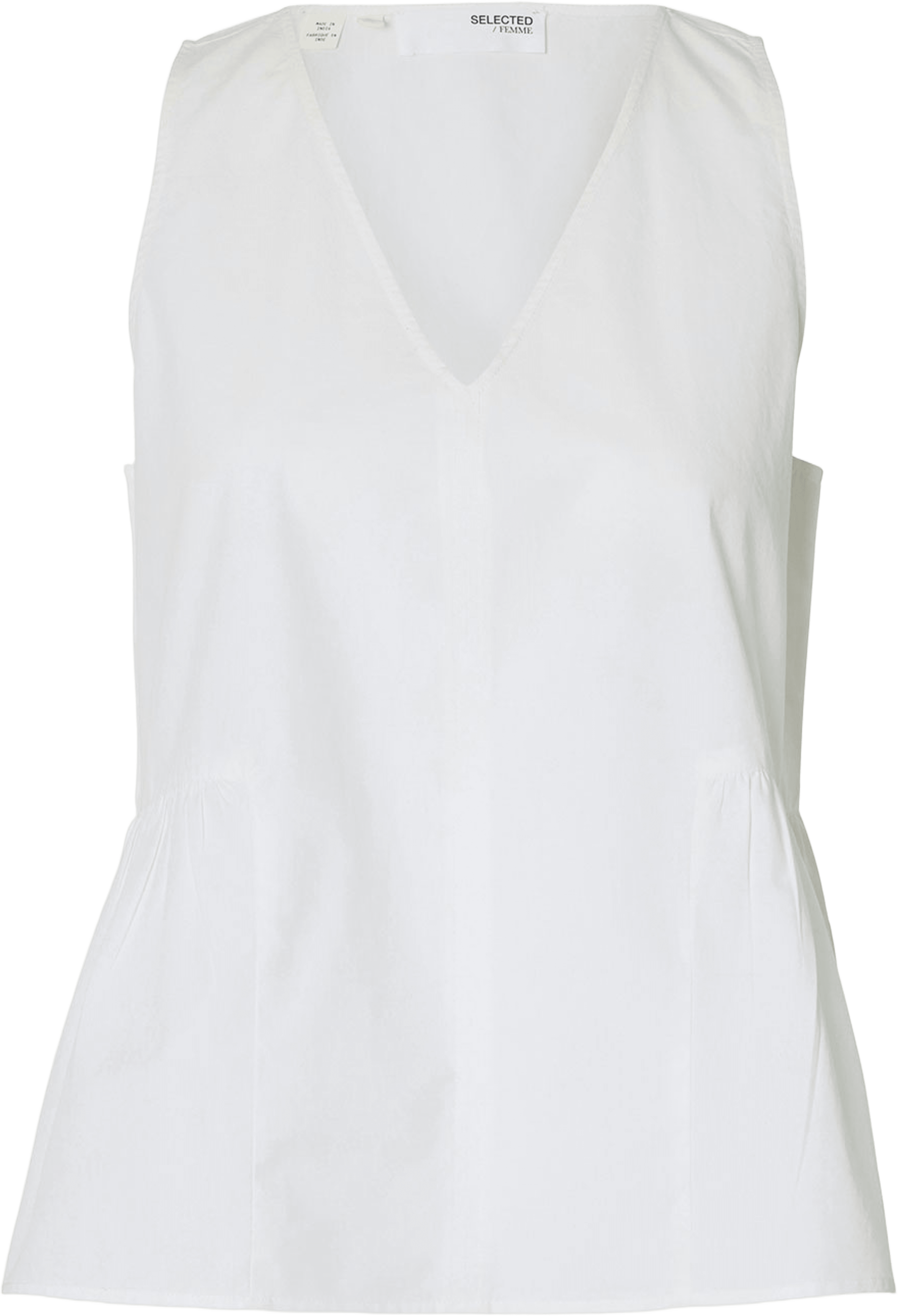 Blair Peplum Top, från Selected Femme, i färgen Bright White. Klicka för att öppna bilden i stort format
