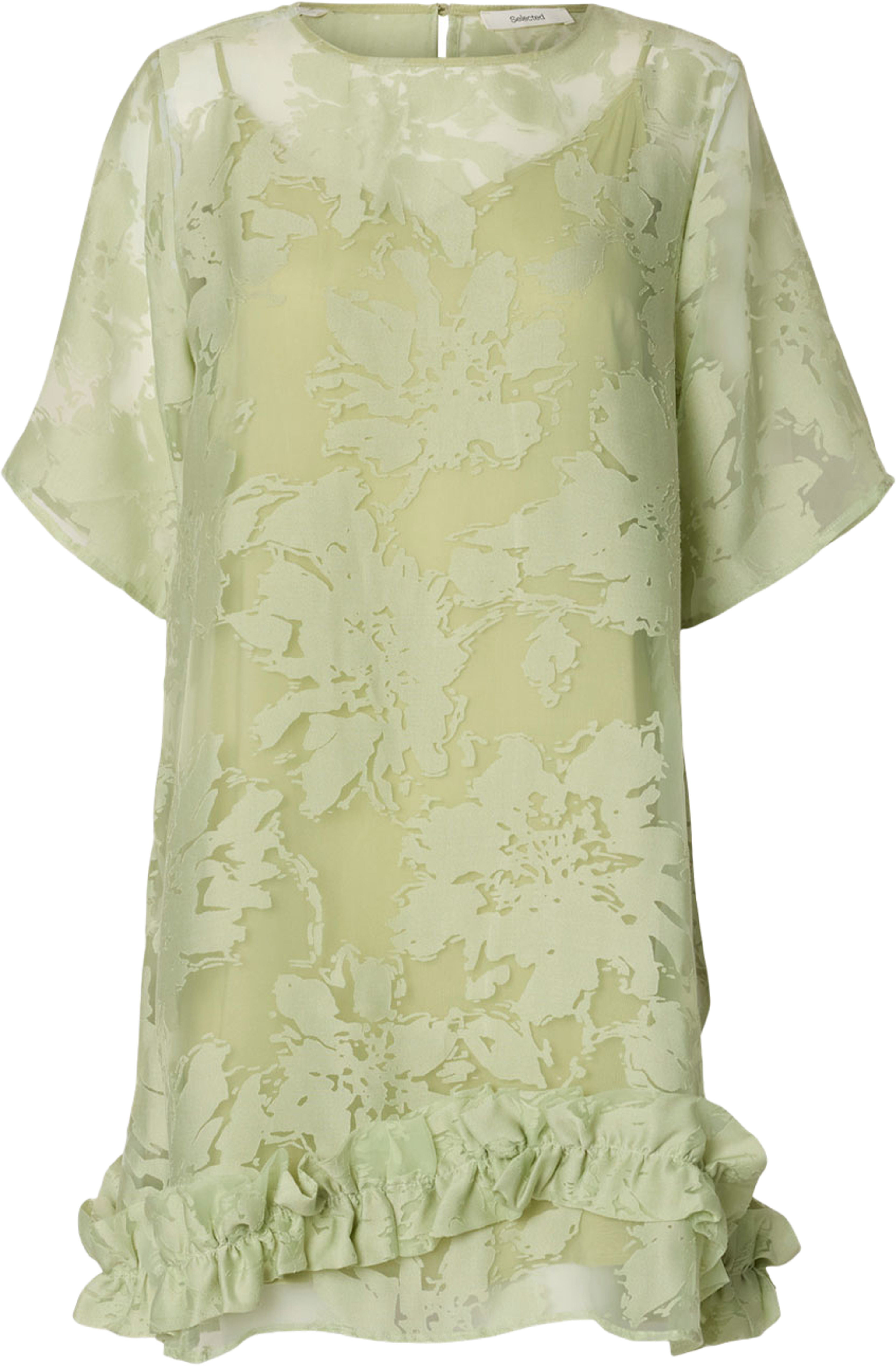 Lina Relaxed Dress, från Selected Femme, i färgen Lint. Klicka för att öppna bilden i stort format