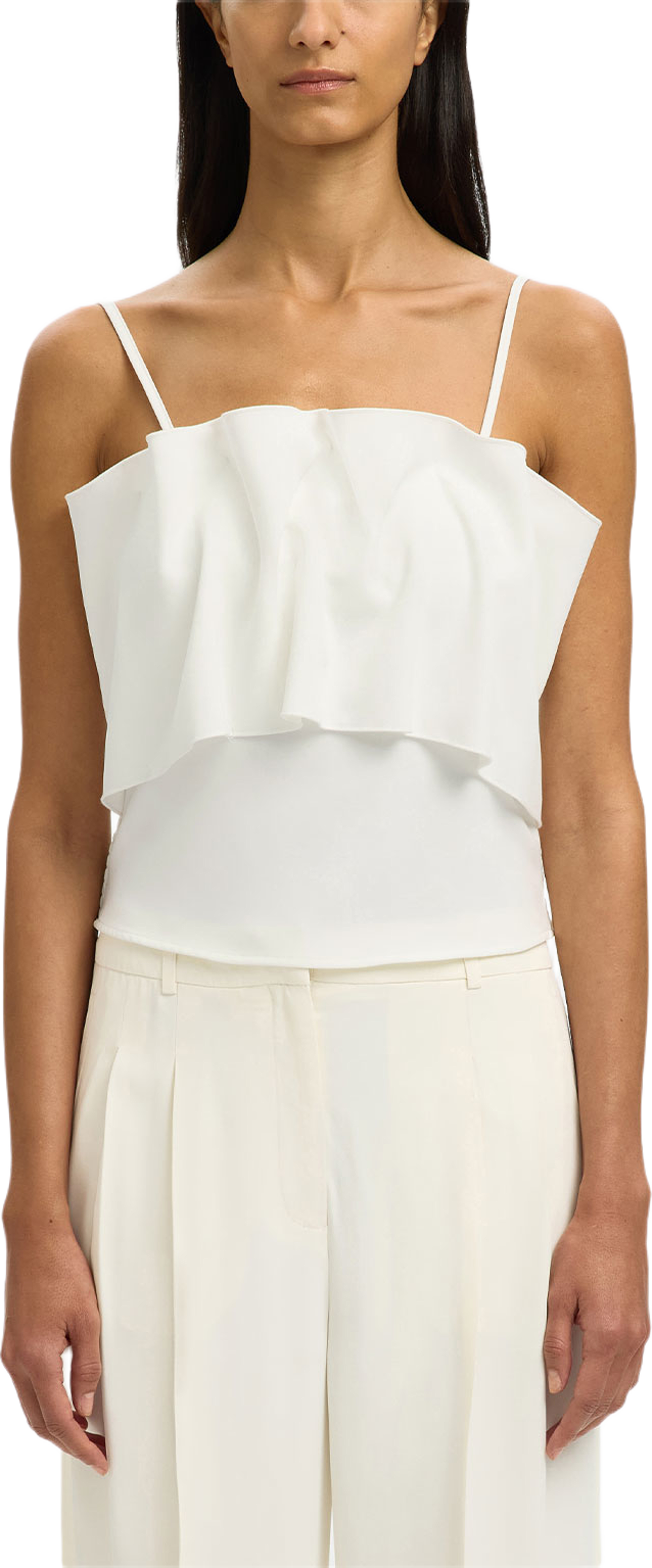 Vinelle Pleated Bandeau Top, från Selected, i färgen Snow White. Klicka för att öppna bilden i stort format
