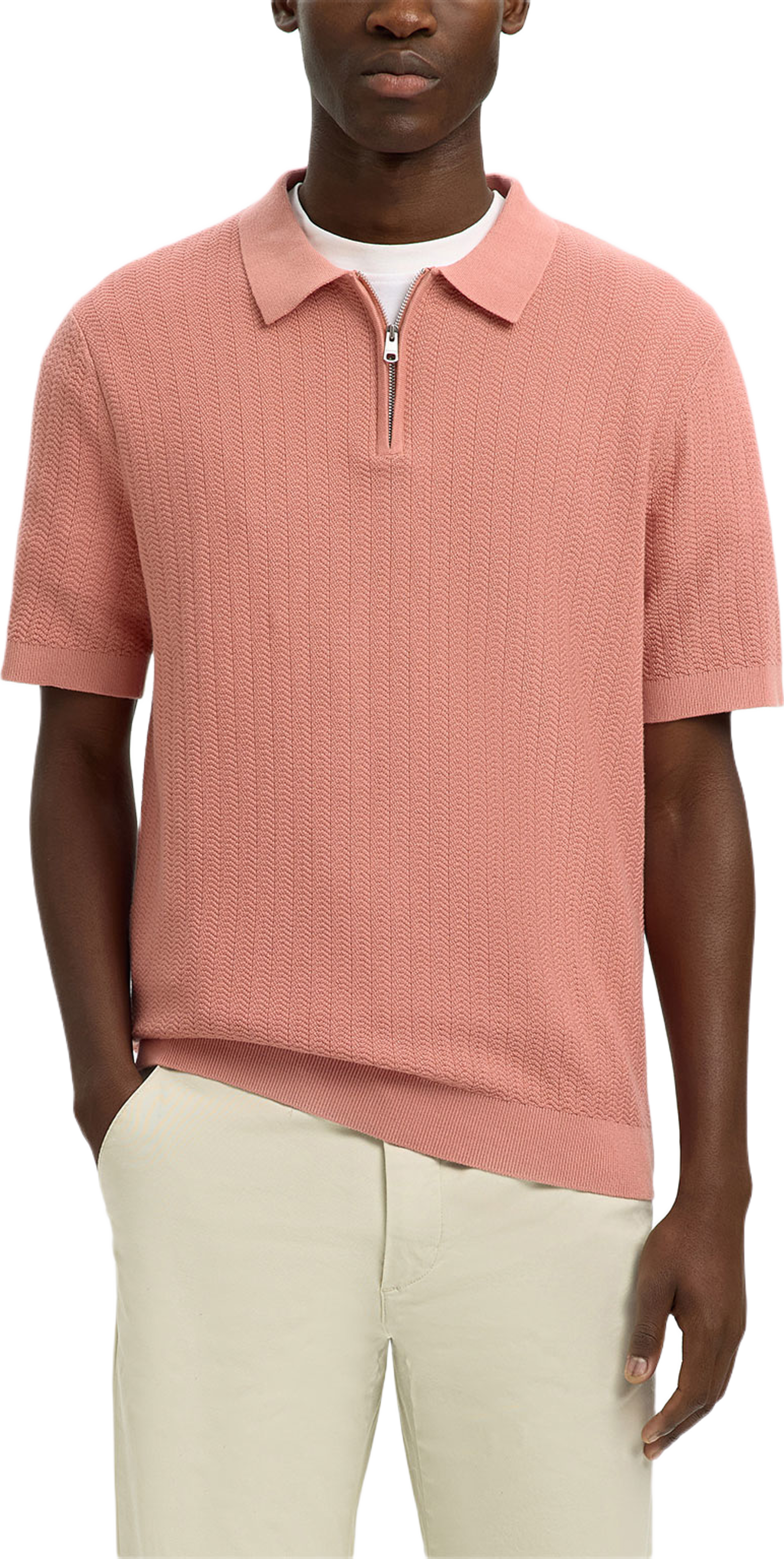 Half Zip Sweather, från Selected Homme, i färgen Rose Dawn. Klicka för att öppna bilden i stort format