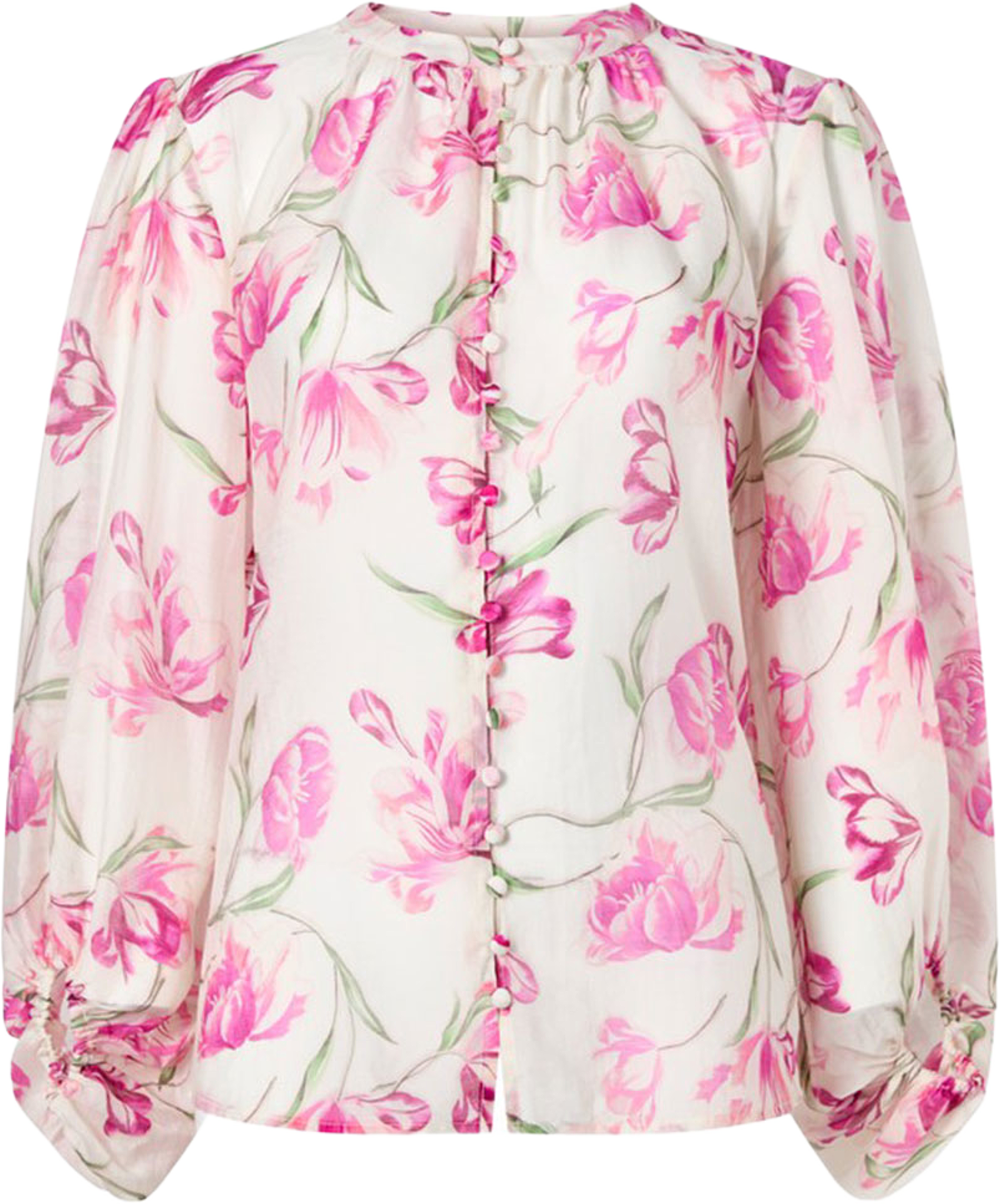 Minoa Balloon Slevee Sheer Blouse, från Malina, i färgen Tulip Pink3. Klicka för att öppna bilden i stort format