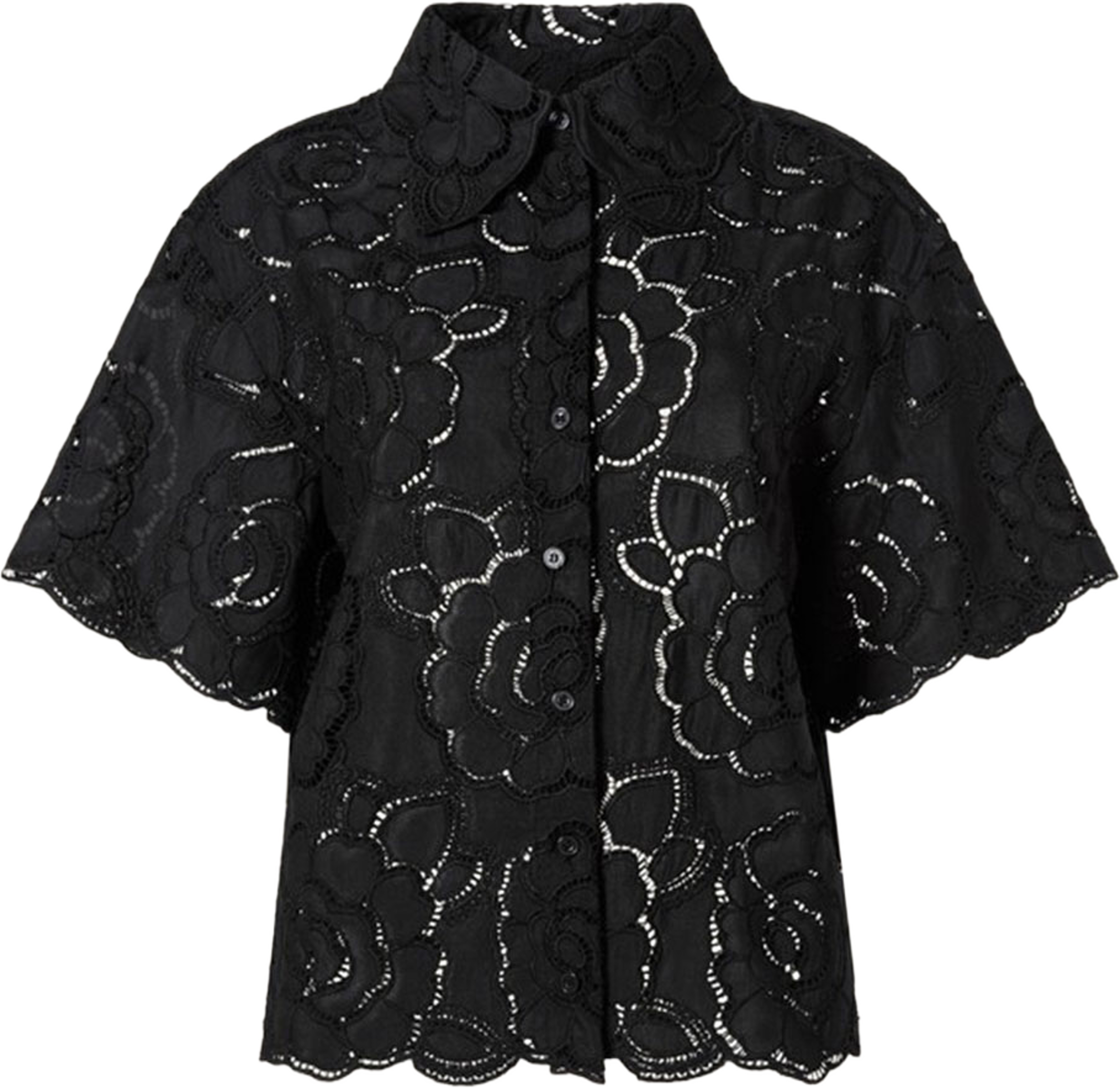 Claudia Short Sleeve Lace Shirt, från Malina, i färgen Black4. Klicka för att öppna bilden i stort format