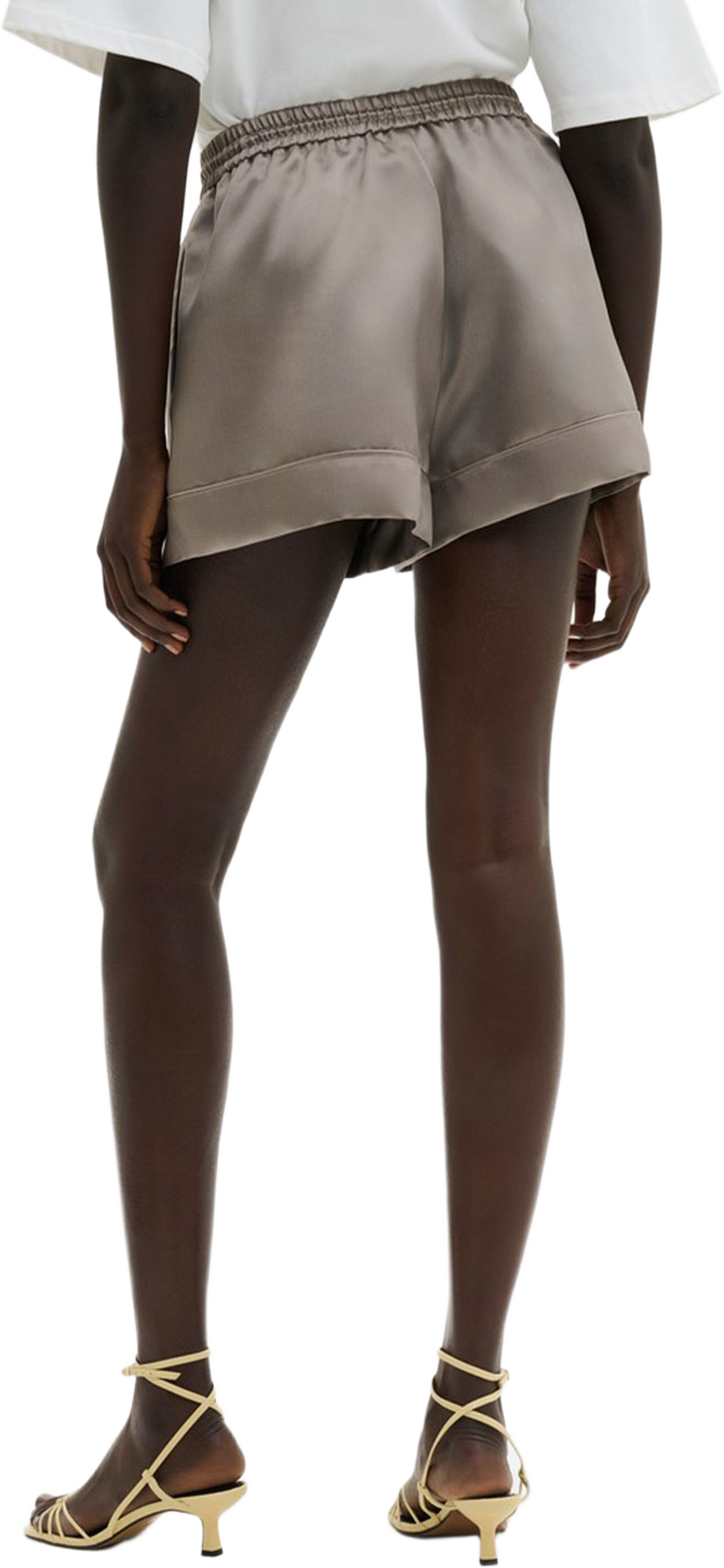 Cecely Heavy Satin Drawstring Shorts, från Malina, i färgen Graphite2. Klicka för att öppna bilden i stort format