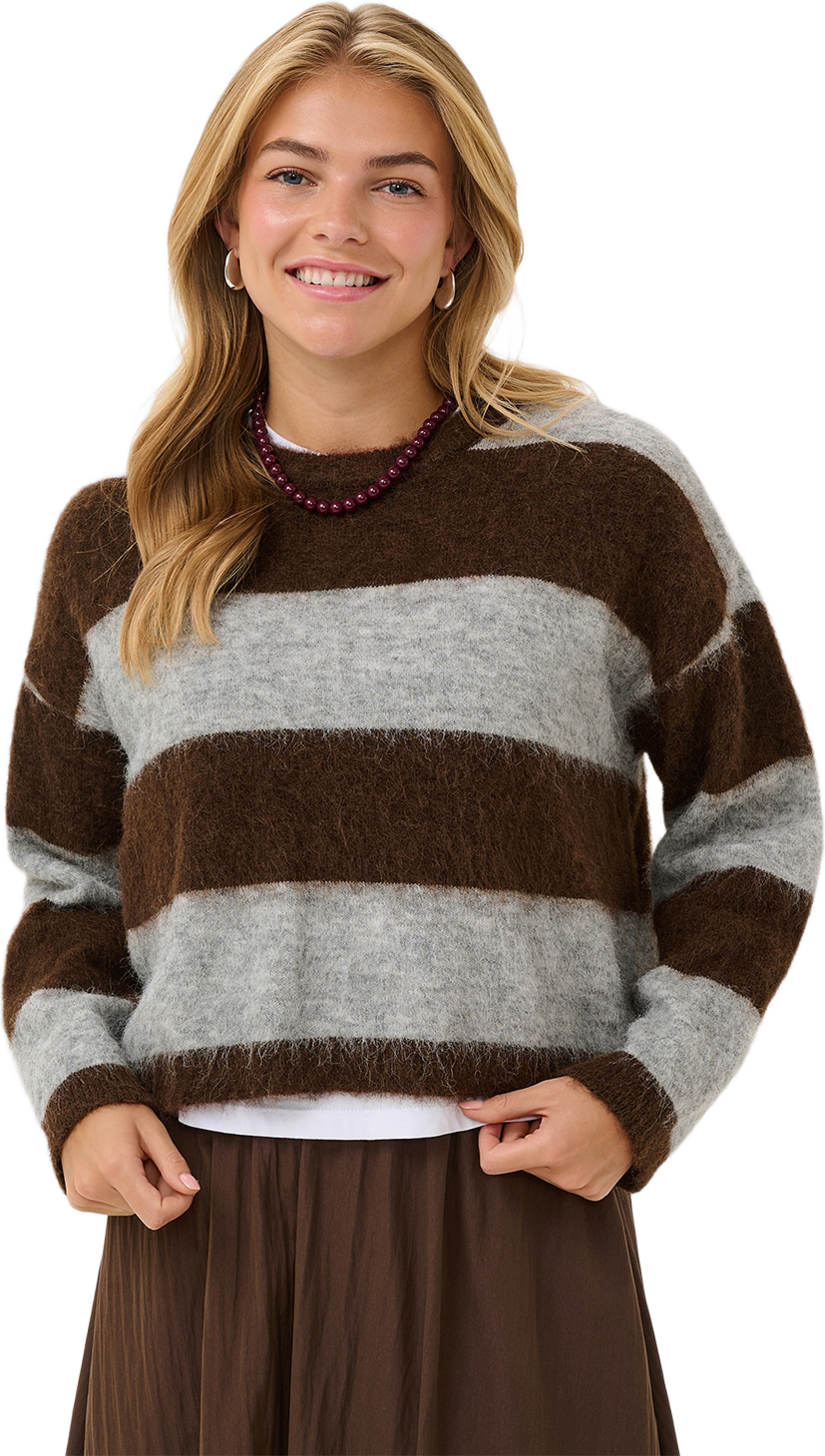 TayzieSZ Pullover, från Saint Tropez, i färgen Chocolate Grey Melange Stripe. Klicka för att öppna bilden i stort format