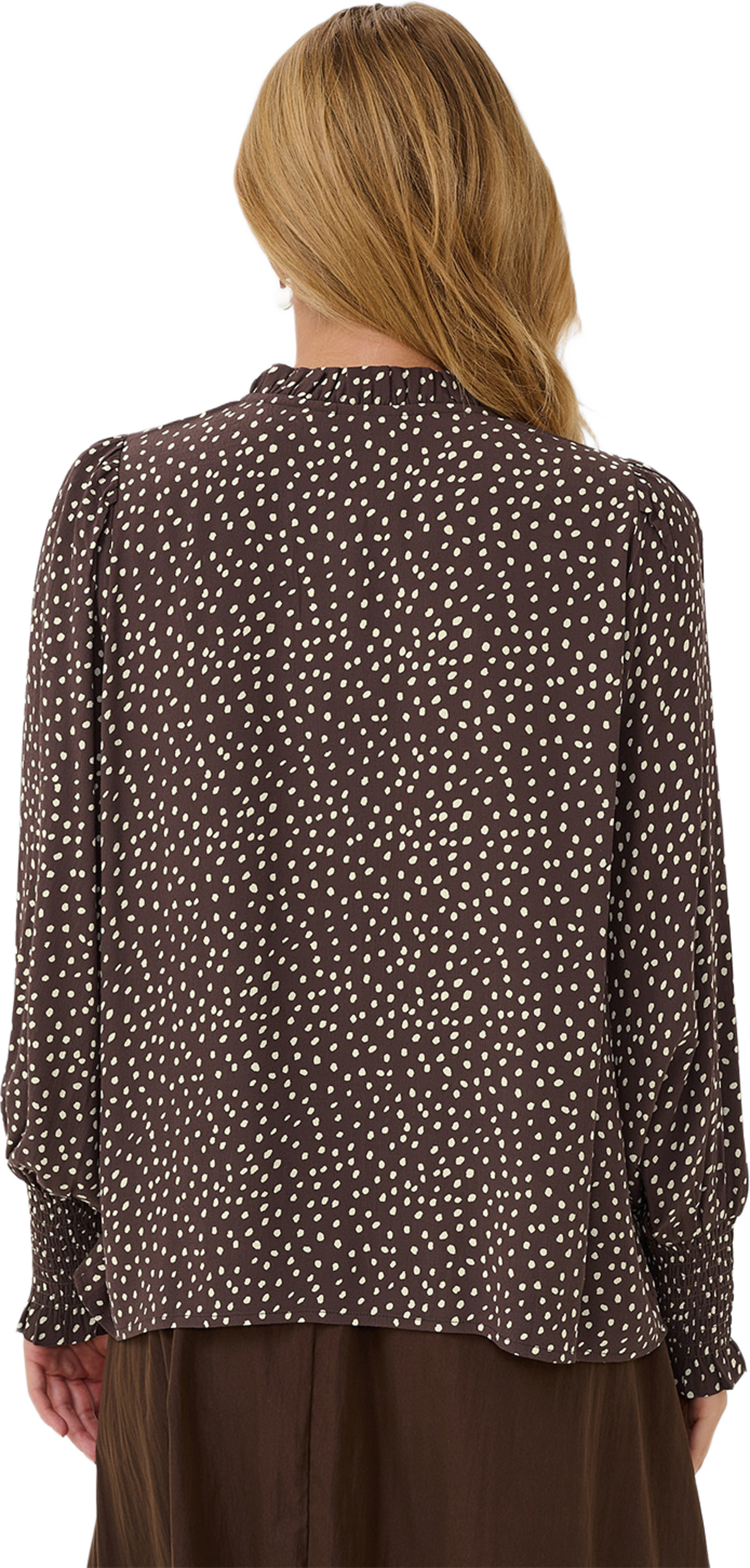 MalikaSZ Blouse, från Saint Tropez, i färgen Chocolate Brown Ice Drea Dot. Klicka för att öppna bilden i stort format