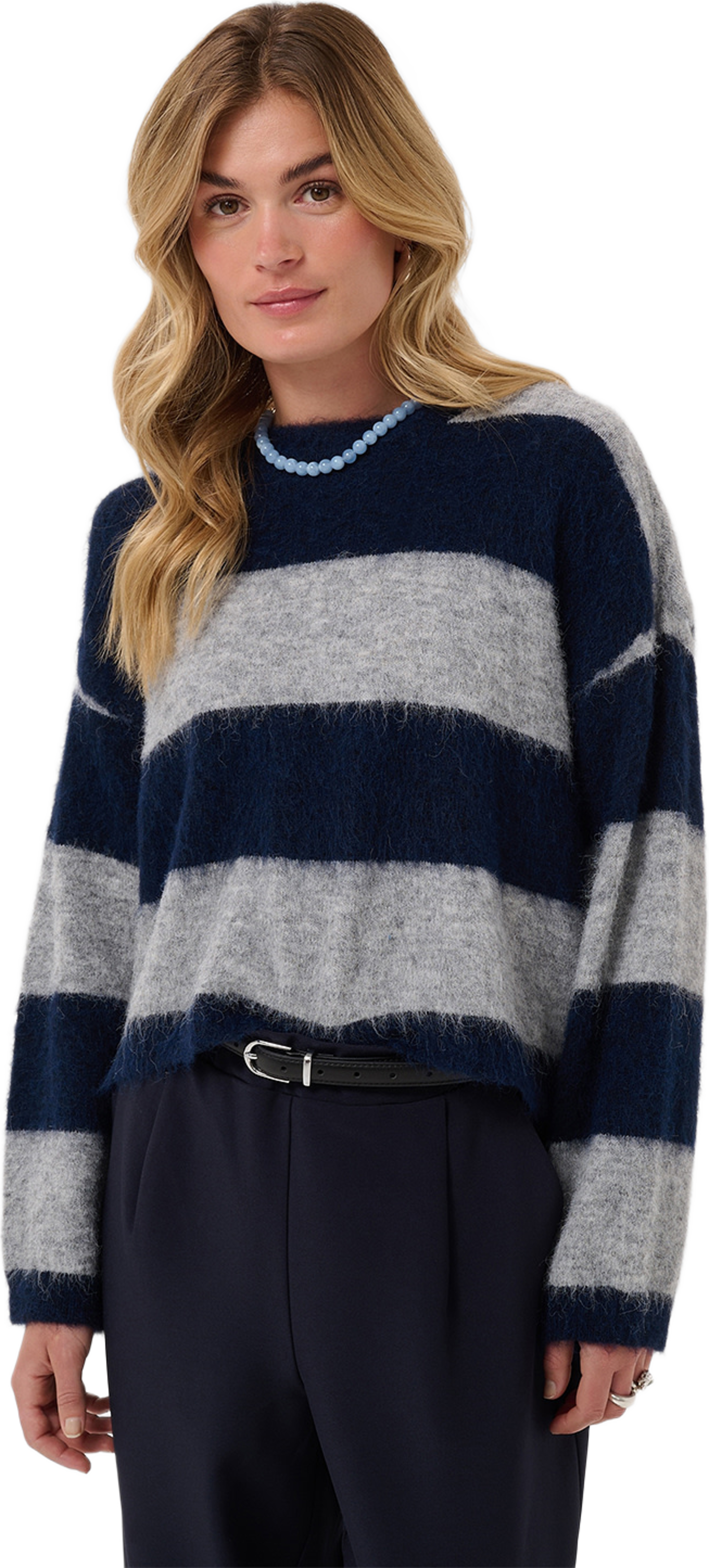 TayzieSZ Pullover, från Saint Tropez, i färgen Navy Grey Melange Stripe. Klicka för att öppna bilden i stort format