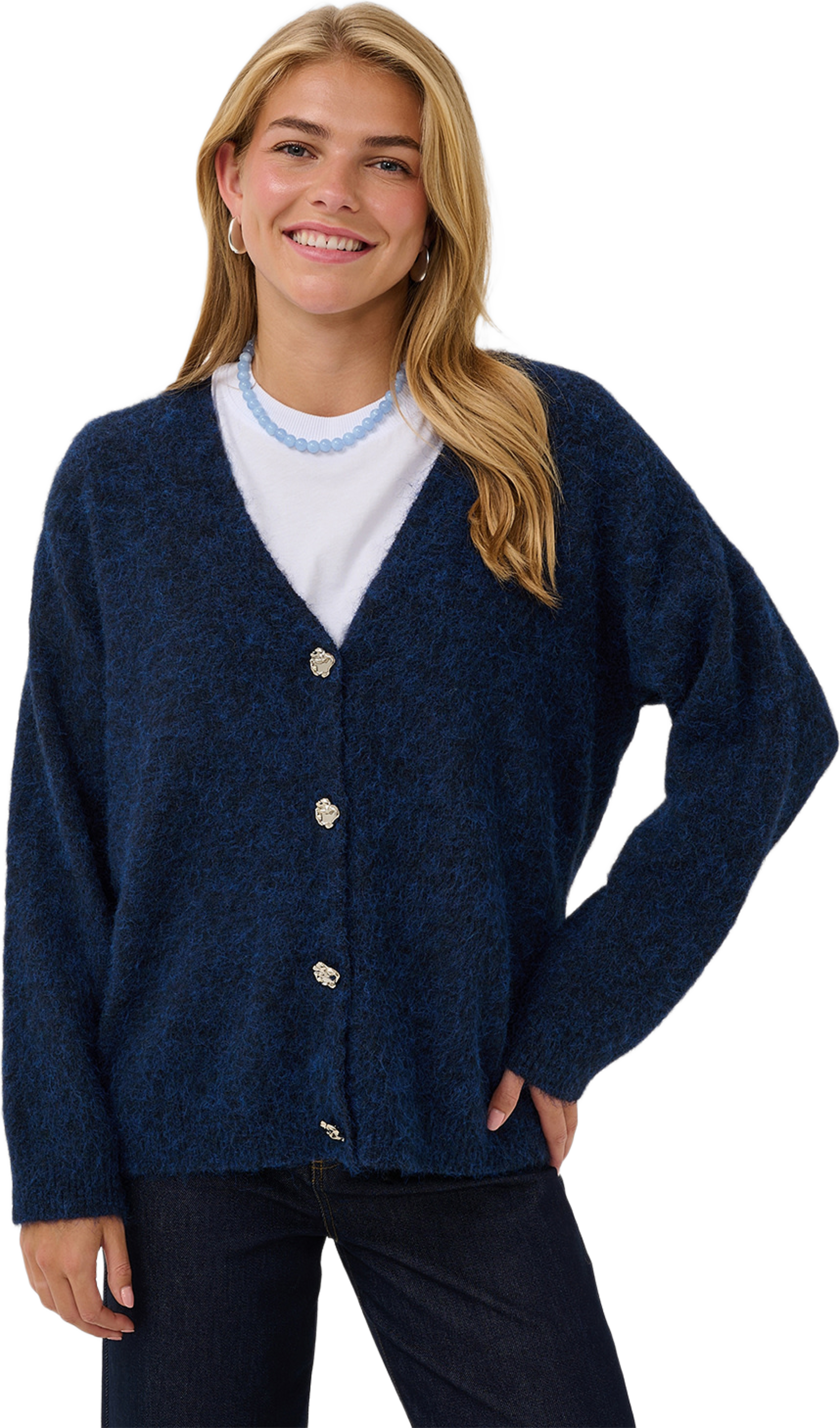 TabanaSZ Long Cardigan, från Saint Tropez, i färgen Night Sky. Klicka för att öppna bilden i stort format