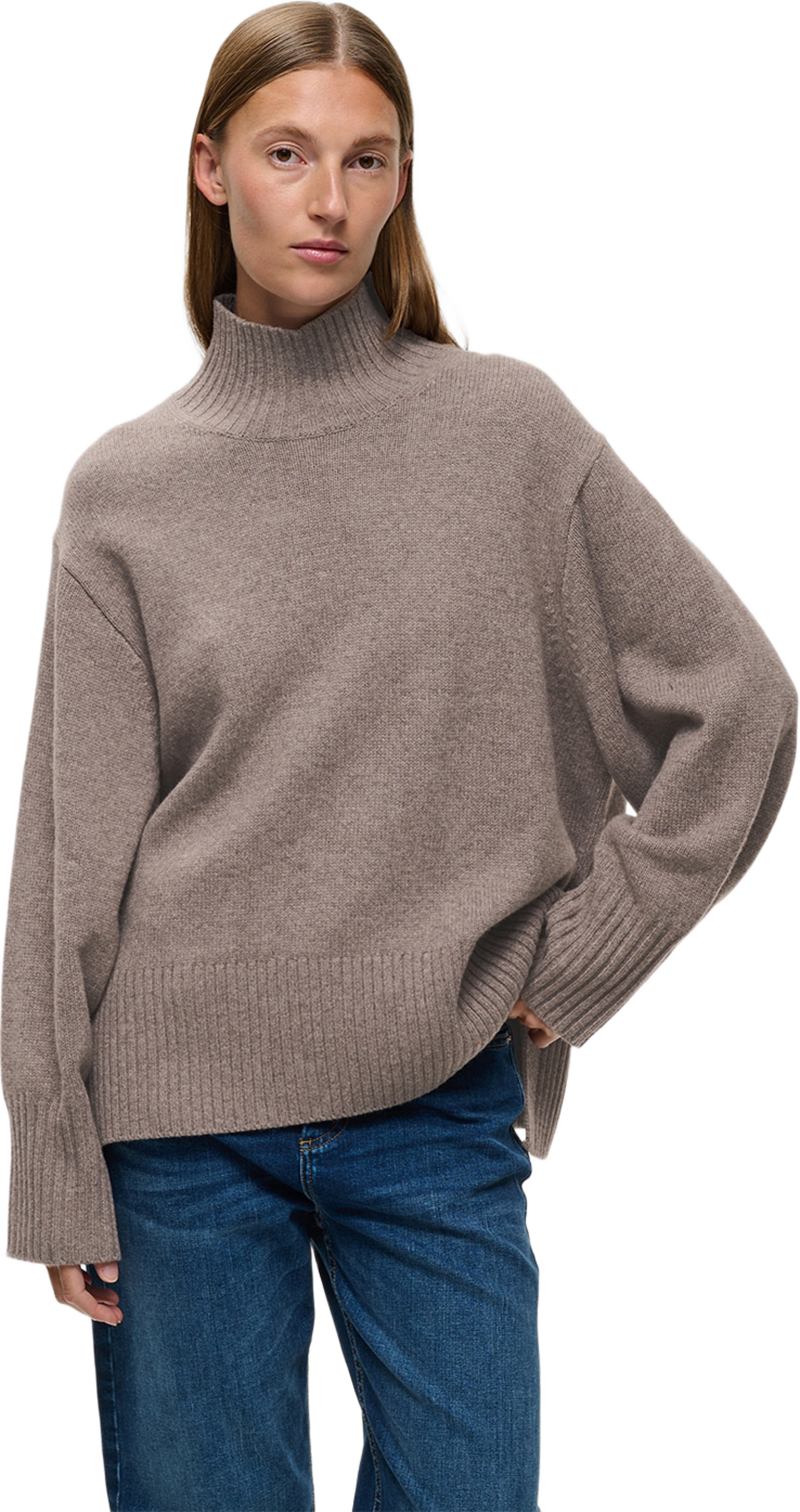 GeaIW Kaxy Highneck Pullover, från Inwear, i färgen Cinder Melange. Klicka för att öppna bilden i stort format