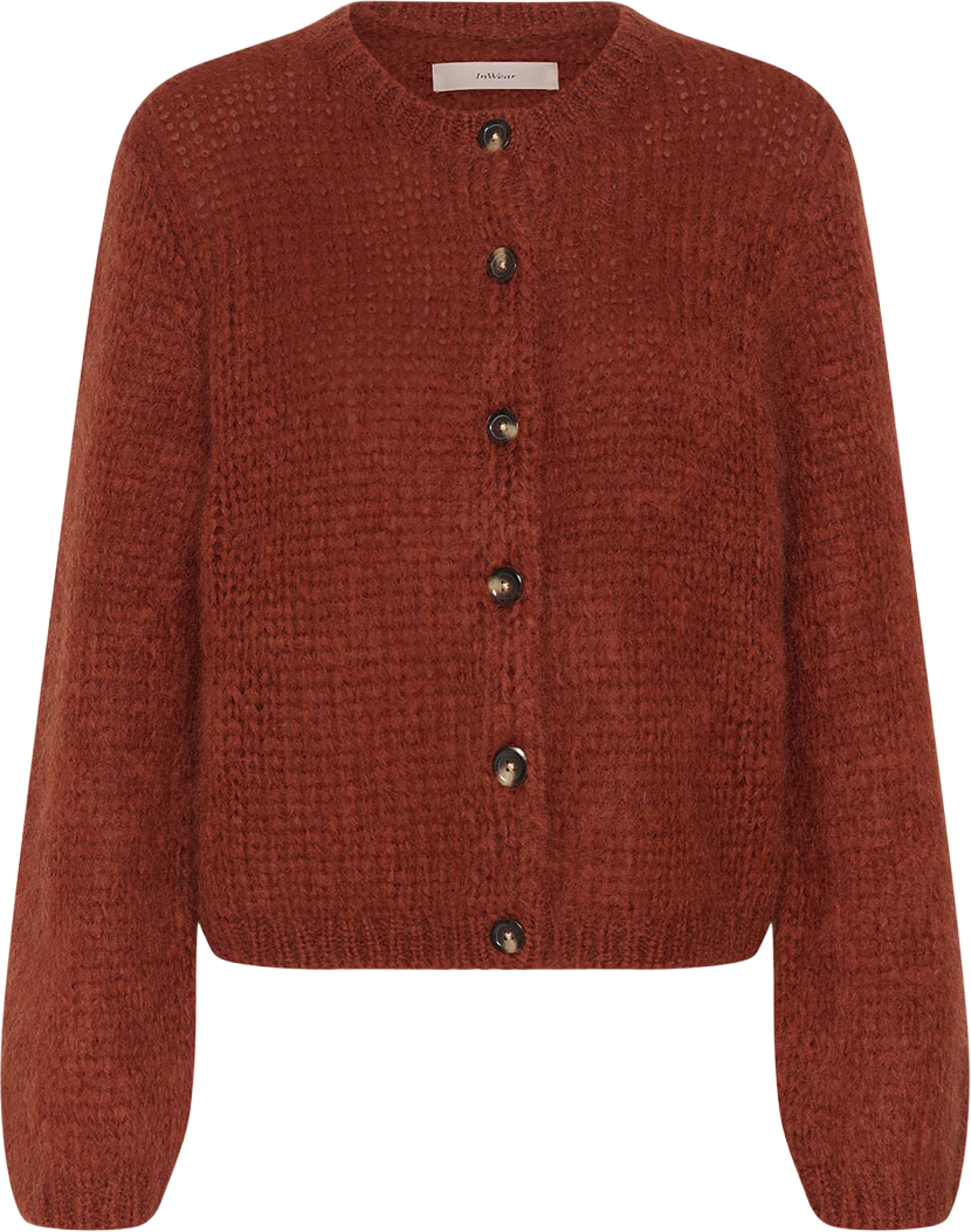 Jetra Cardigan, från Inwear, i färgen Red Ochre. Klicka för att öppna bilden i stort format