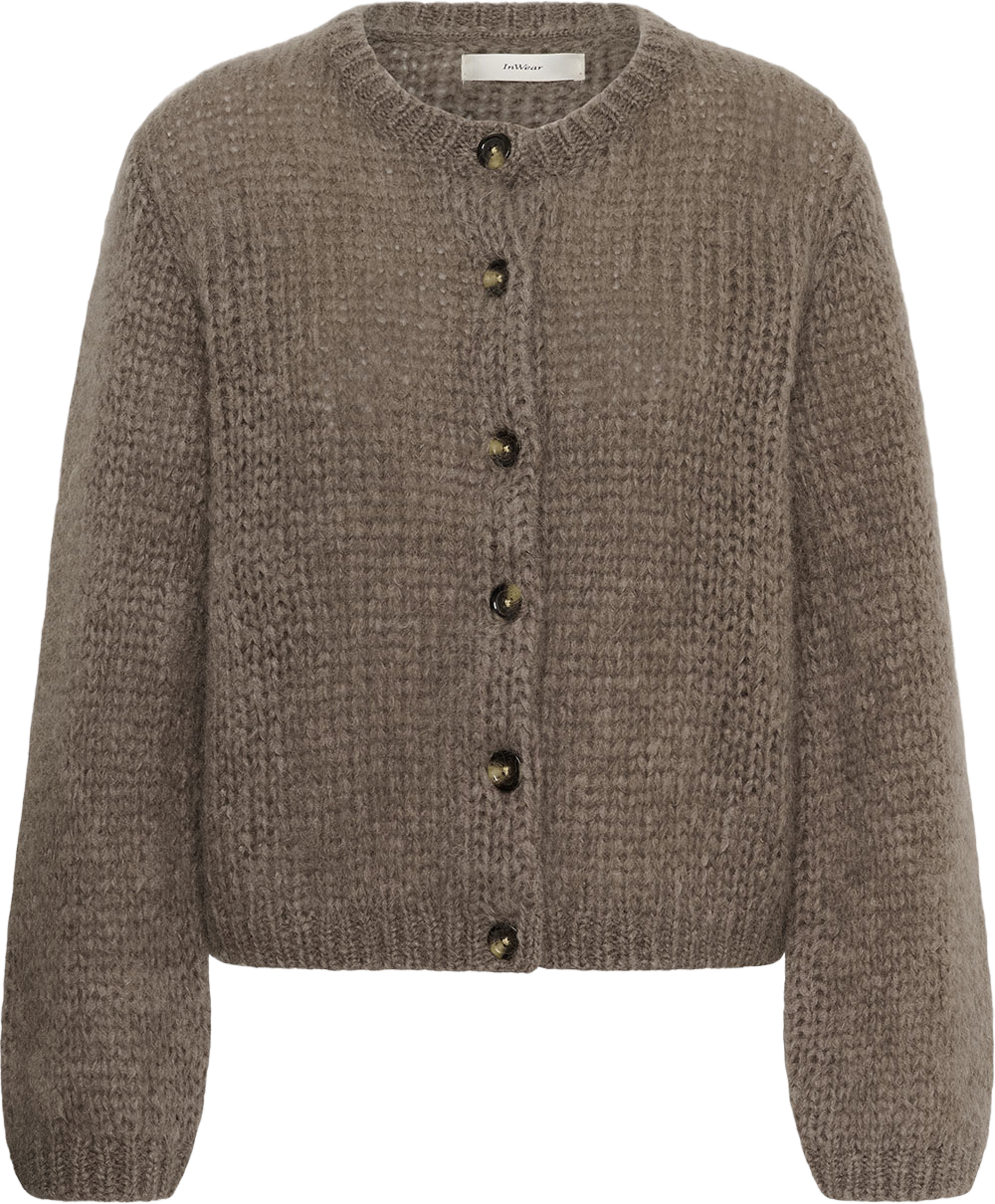 Jetra Cardigan, från Inwear, i färgen Cinder. Klicka för att öppna bilden i stort format