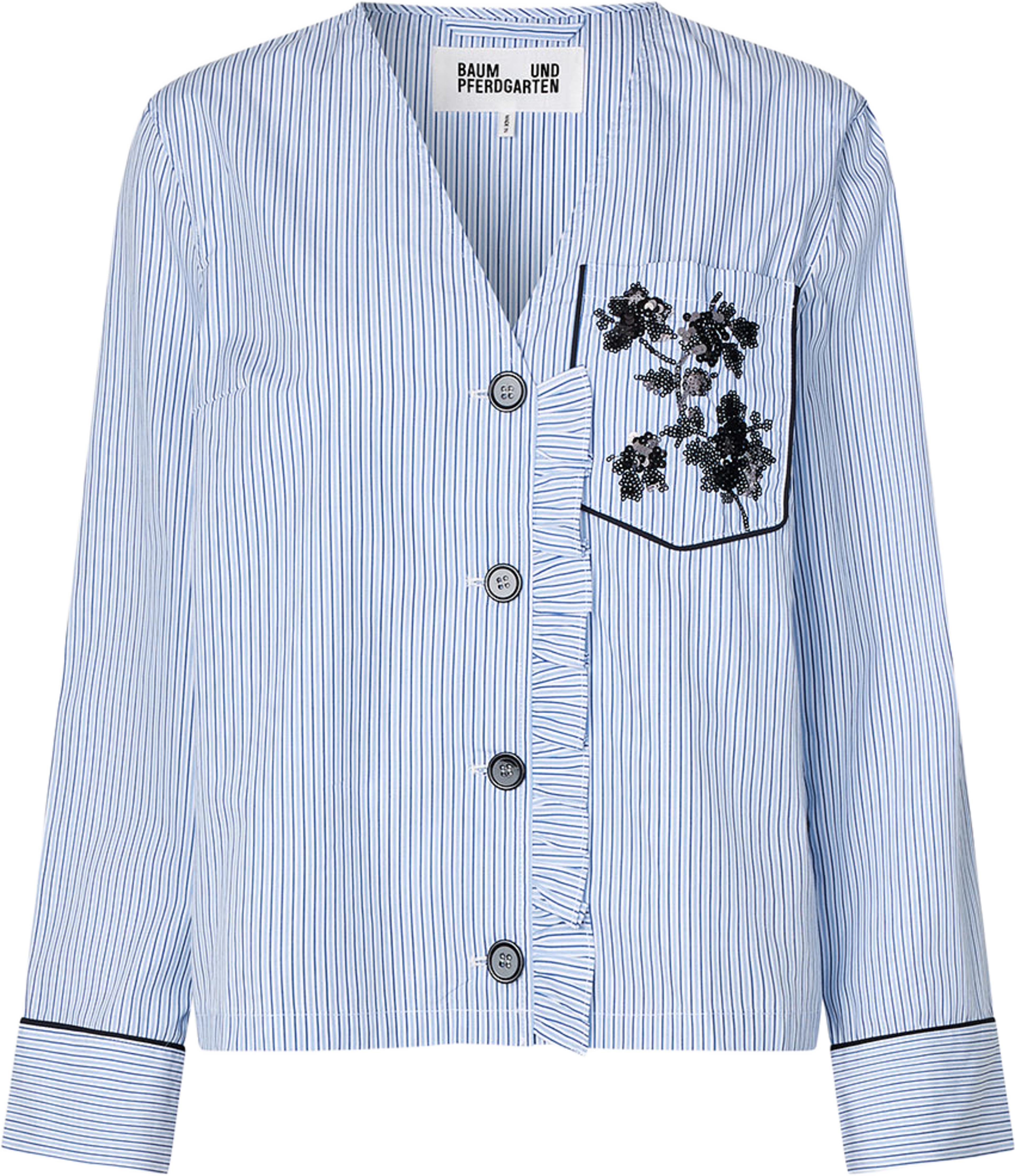 Briel Jacket, från Baum und Pferdgarten, i färgen Light Blue Stripe. Klicka för att öppna bilden i stort format
