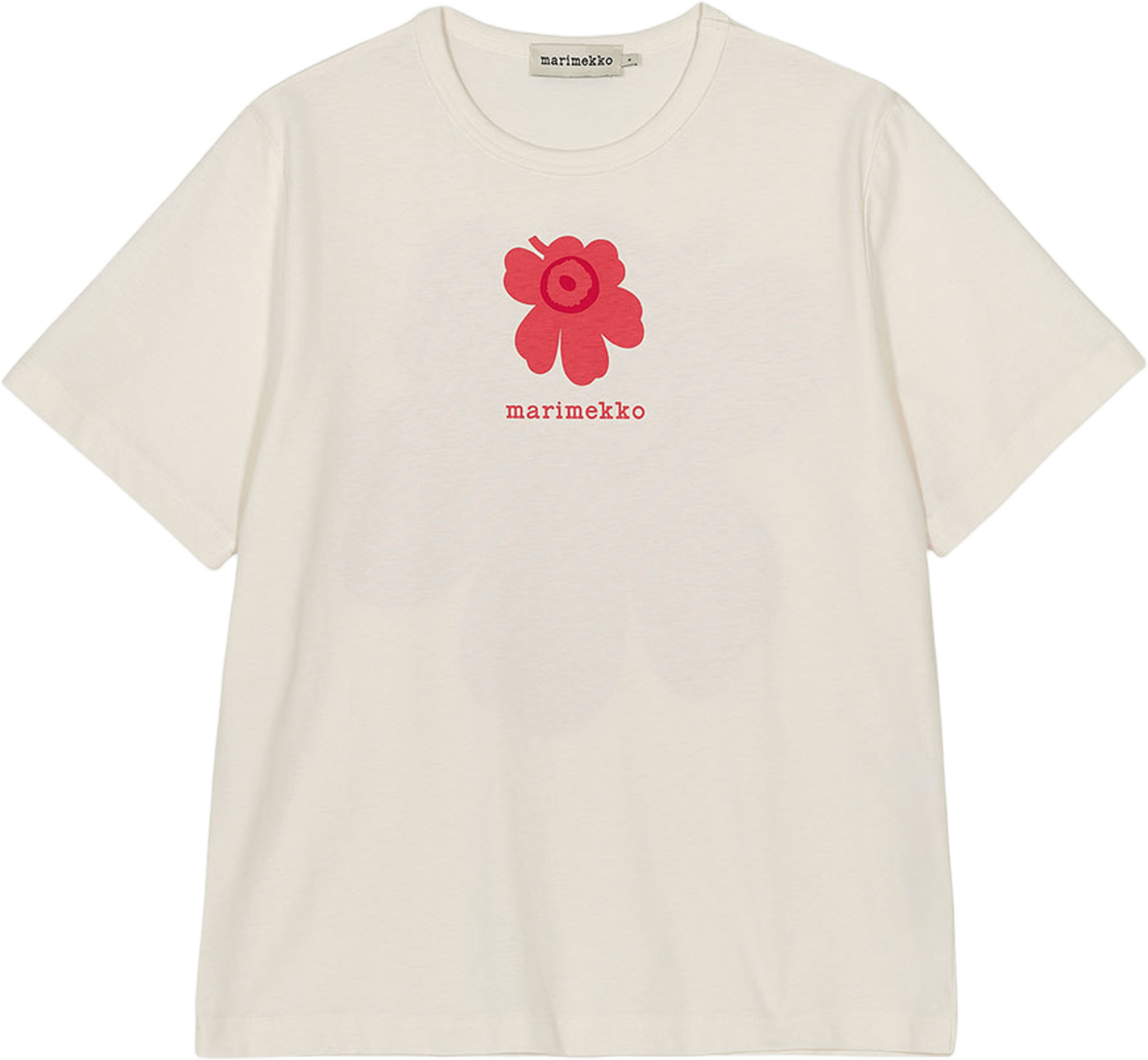 Erna Unikko Placement, från Marimekko, i färgen Off White, Red. Klicka för att öppna bilden i stort format