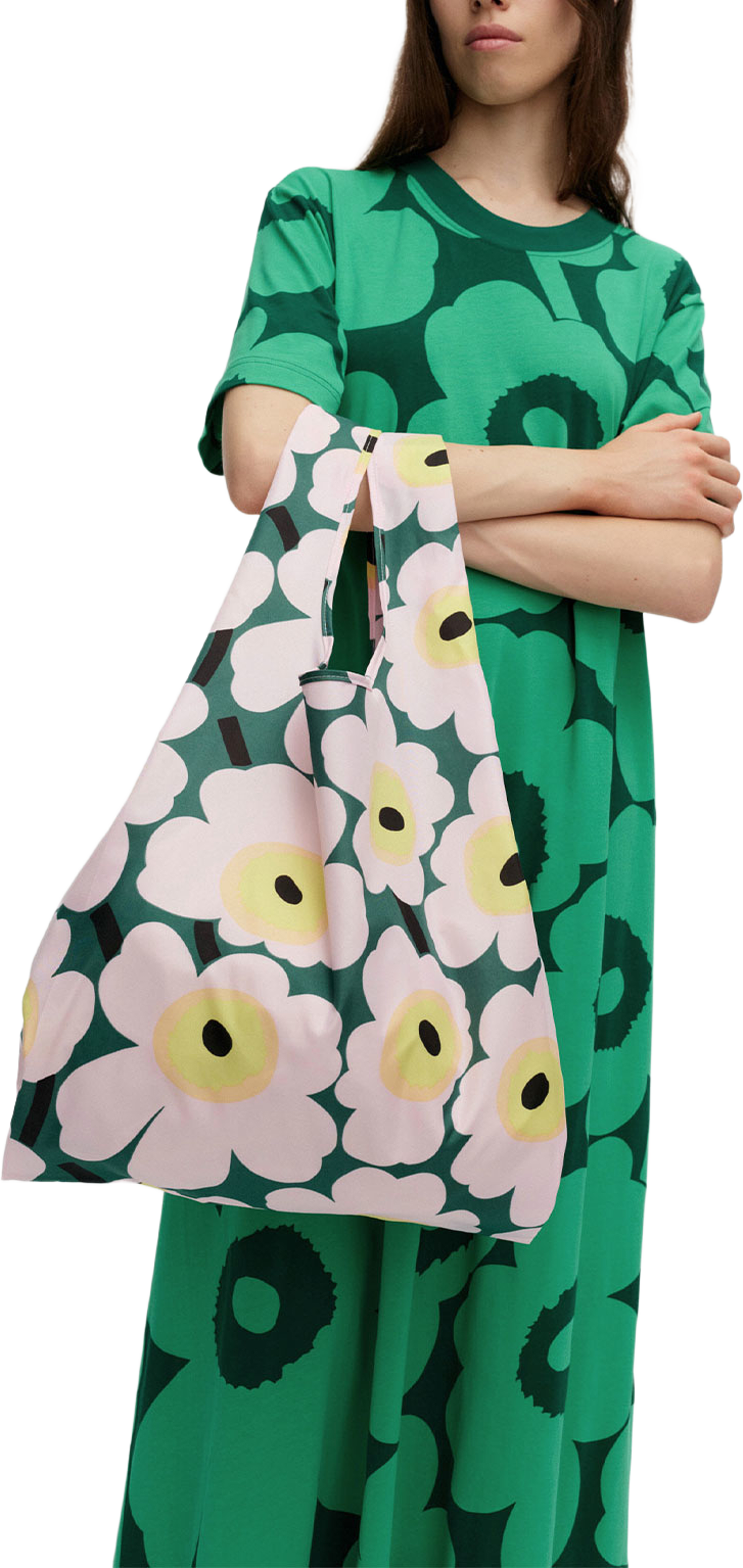 Smartbag Unikko, från Marimekko, i färgen Green, Light Pink, Yellow. Klicka för att öppna bilden i stort format