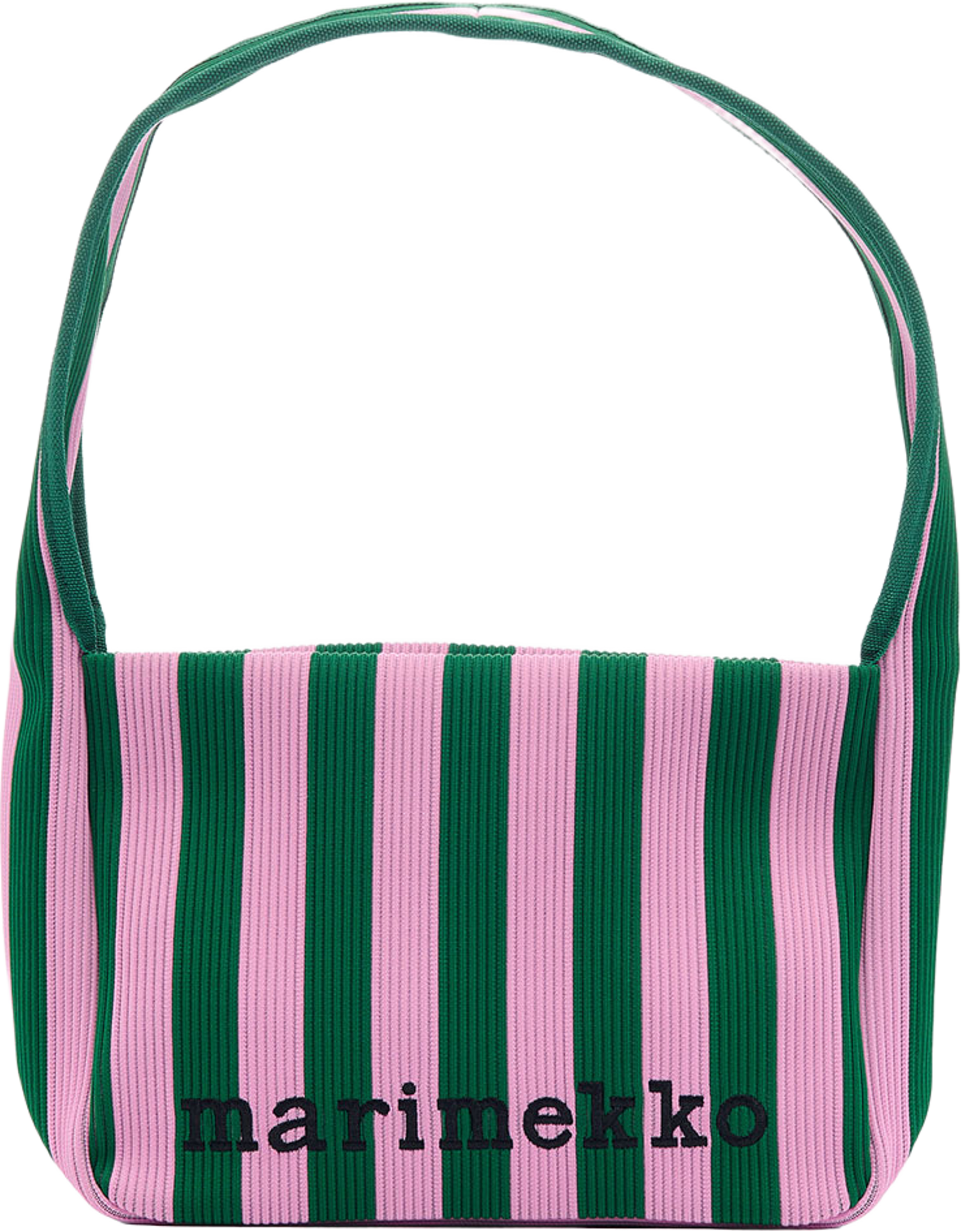 Knitted Shoulderbag Merirosvo, från Marimekko, i färgen Pink, Dark Green. Klicka för att öppna bilden i stort format
