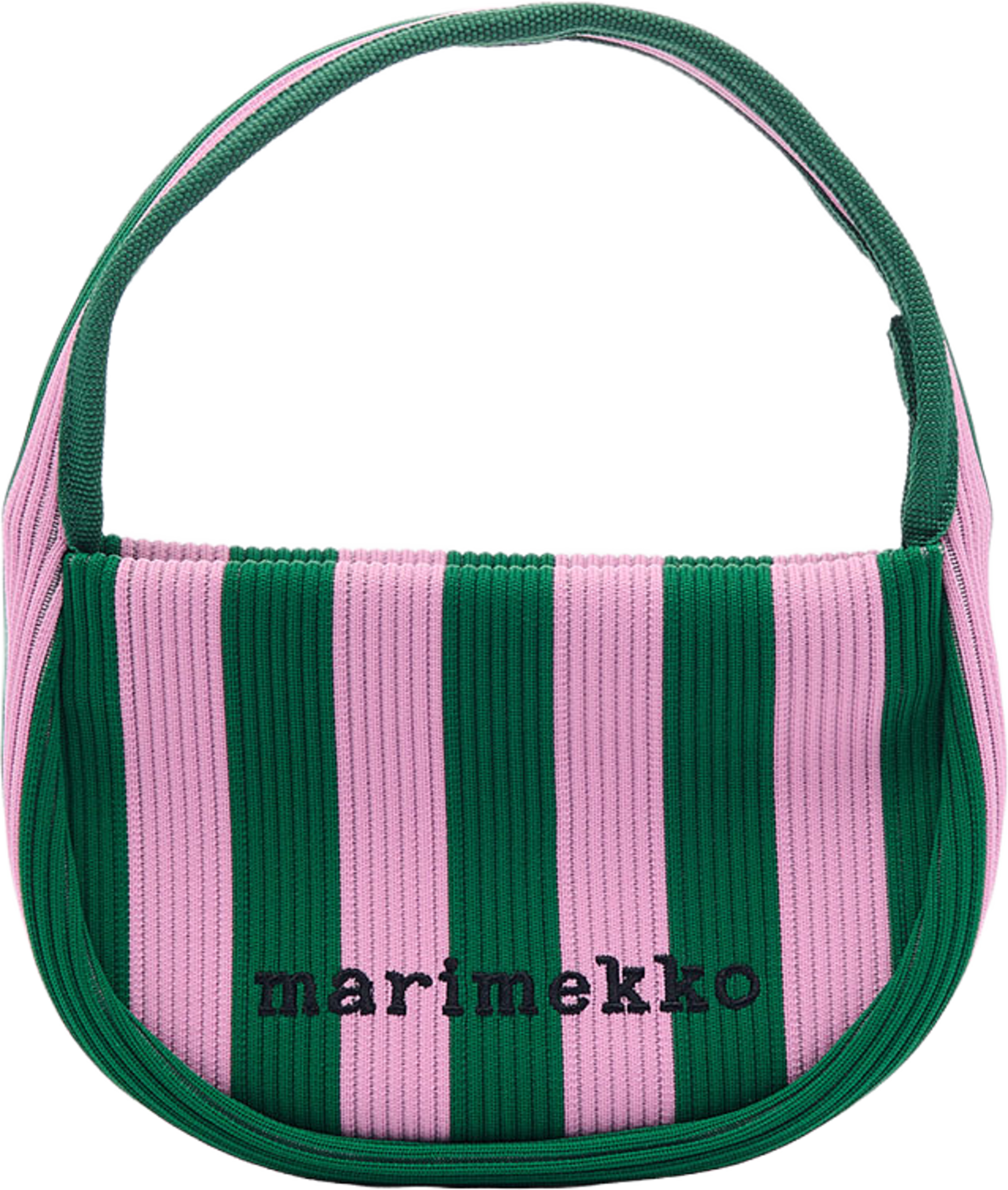 Knitted Mini Handbag Merirosvo, från Marimekko, i färgen Pink, Dark Green. Klicka för att öppna bilden i stort format