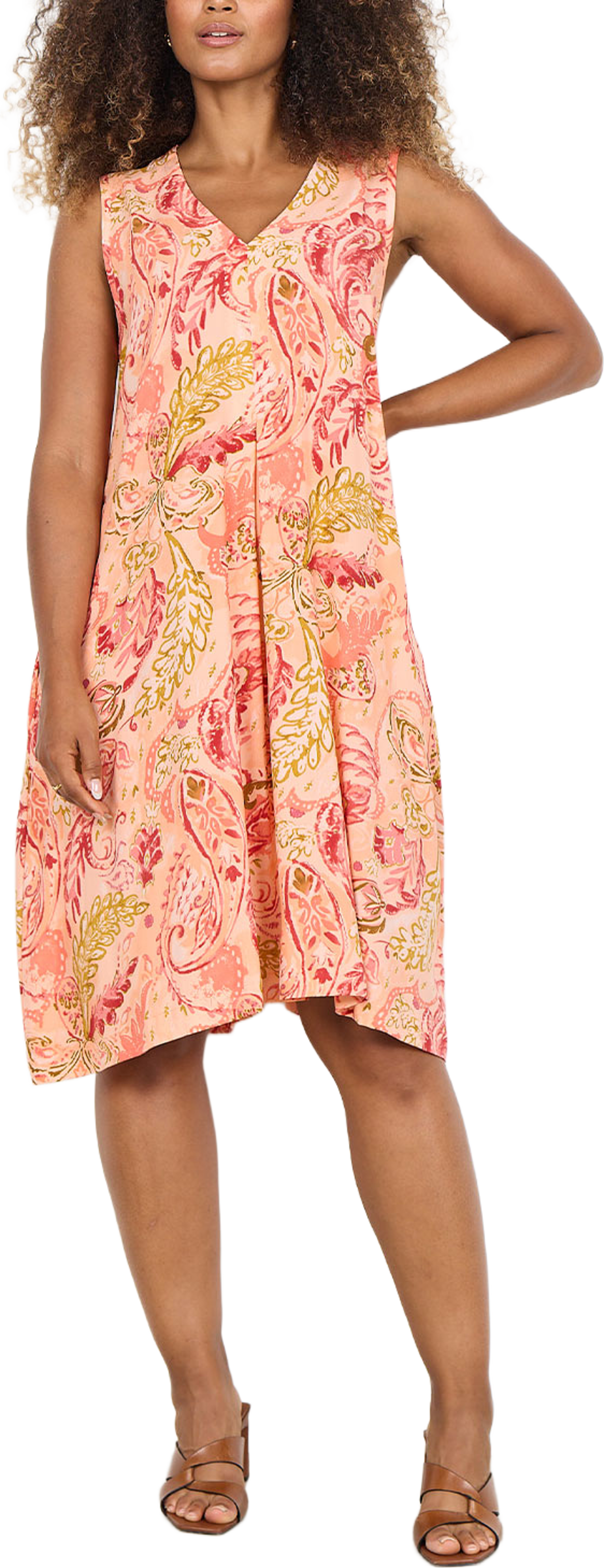 Faneth 4 Dress, från Soyaconcept, i färgen Salmon Combi. Klicka för att öppna bilden i stort format