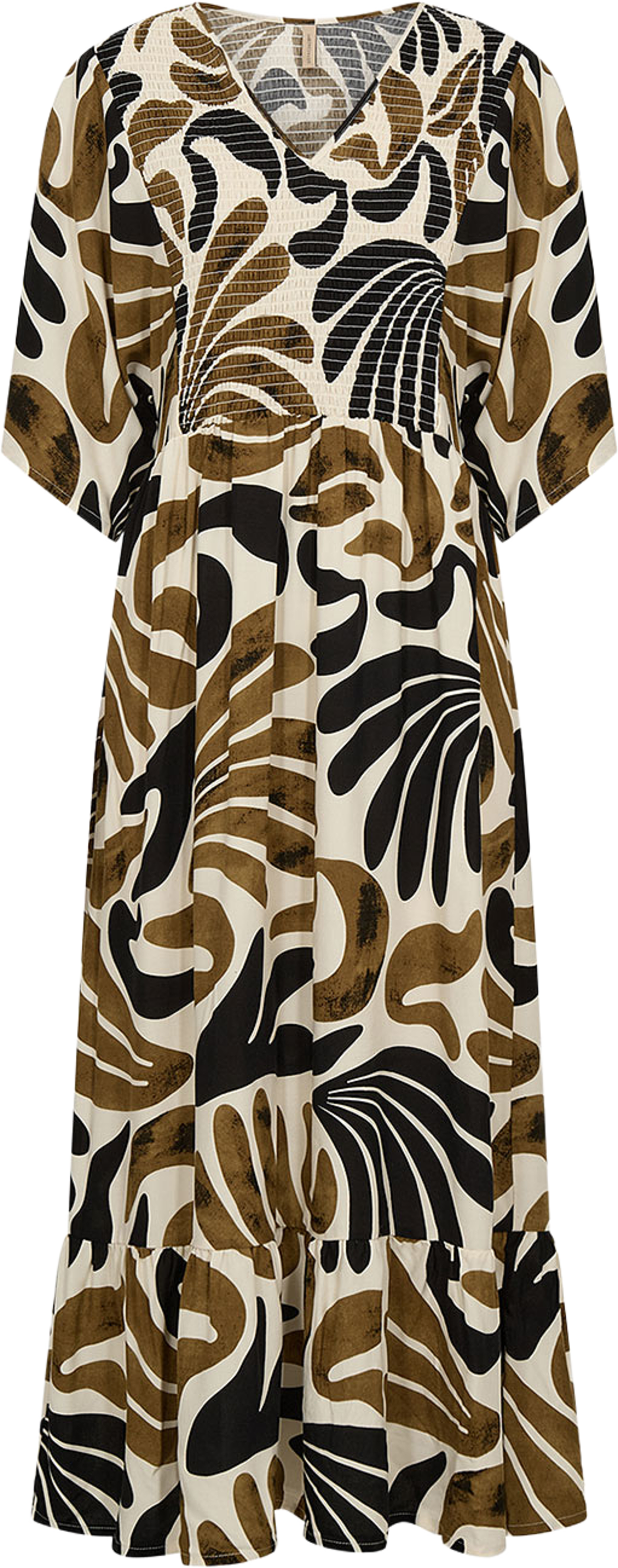 Feldi 4 Dress, från Soyaconcept, i färgen Butternut Combi. Klicka för att öppna bilden i stort format