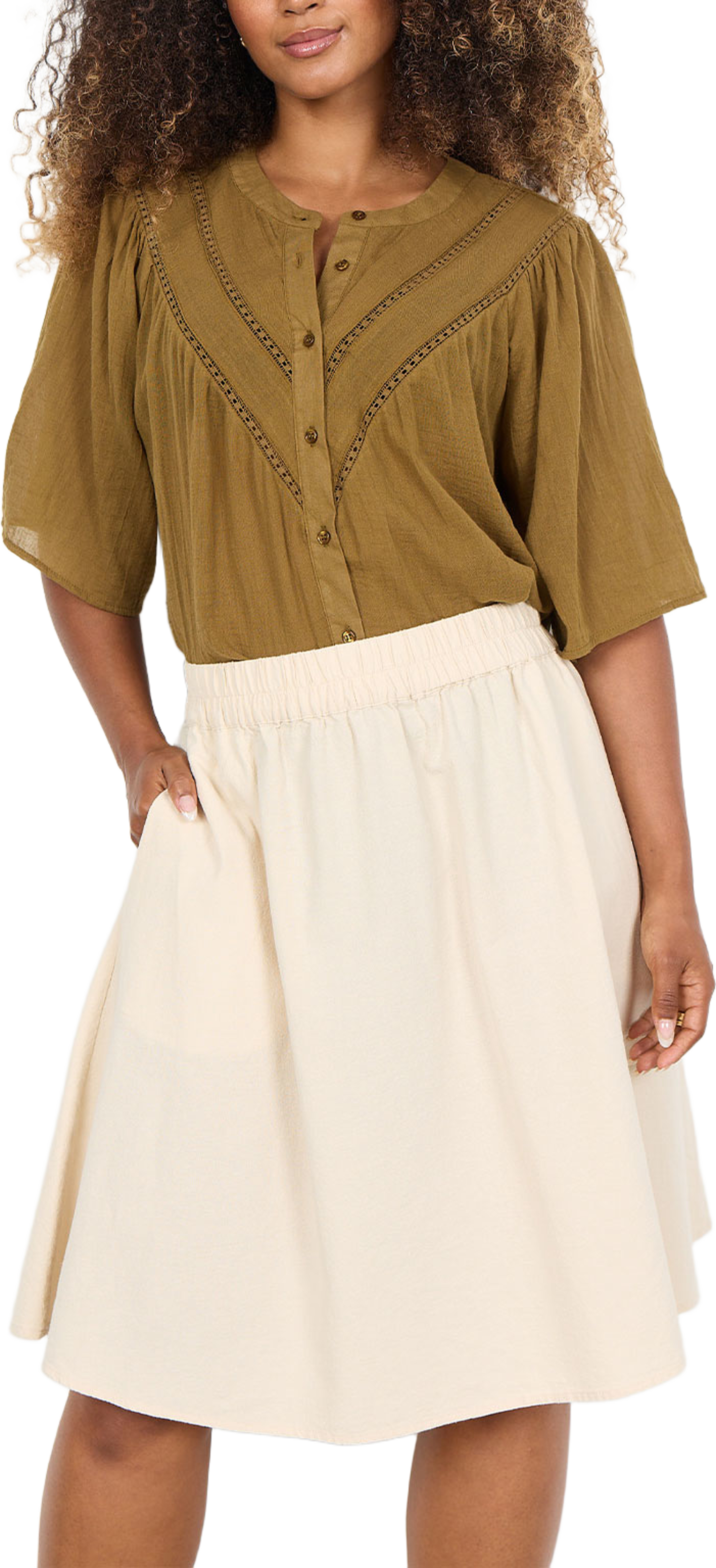 Cissie 57 Skirt, från Soyaconcept, i färgen Sand. Klicka för att öppna bilden i stort format