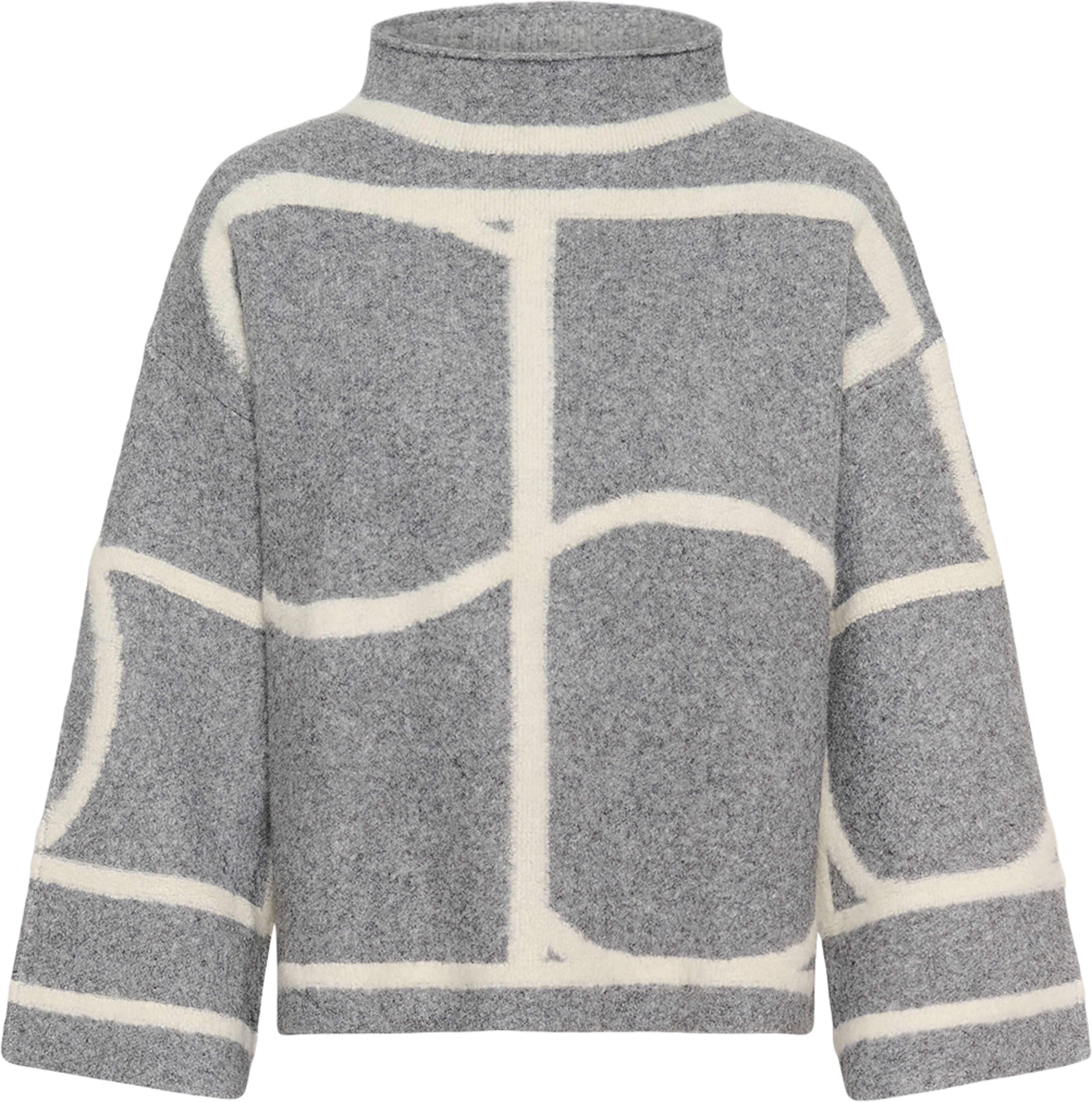 Sorea Mono Pullover, från Soaked In Luxury, i färgen Grey Melange Monogram. Klicka för att öppna bilden i stort format