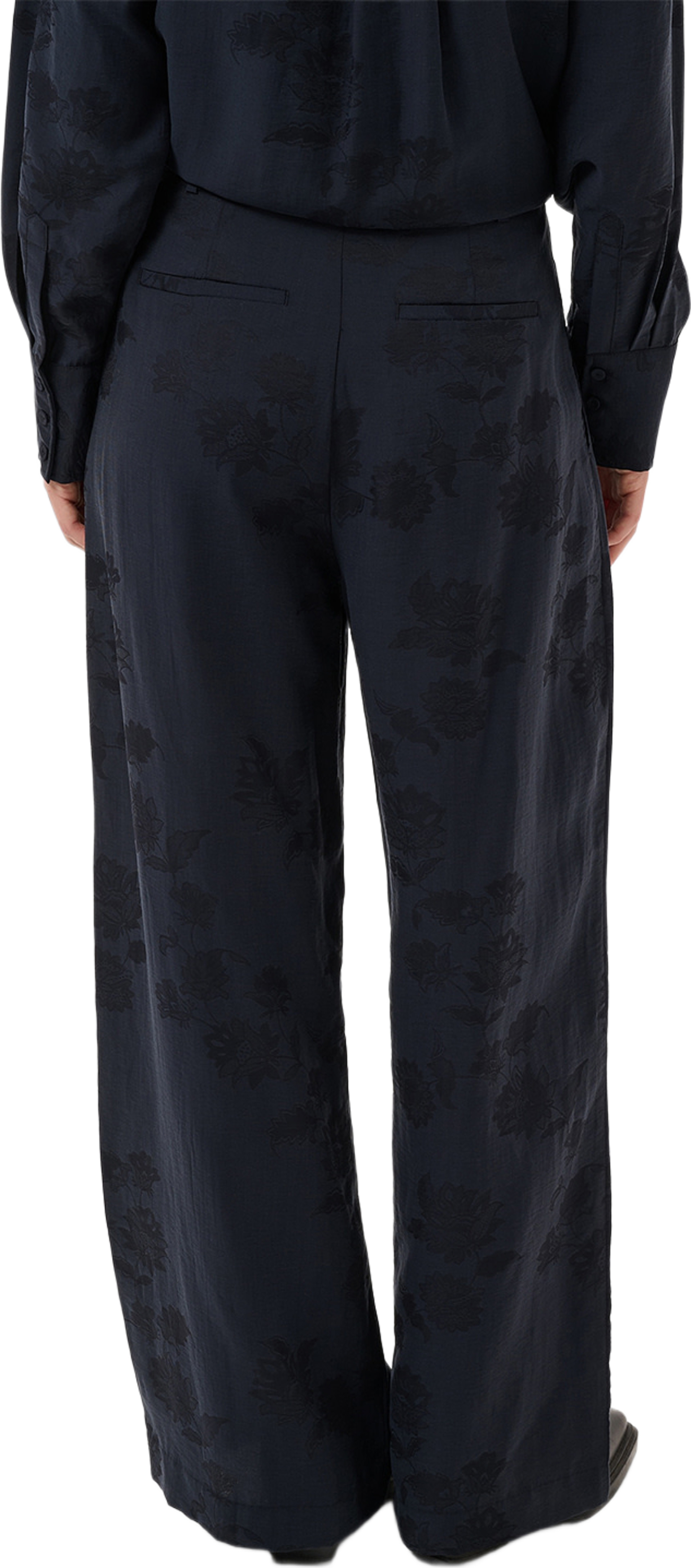 CathleenPW Pants, från Part Two, i färgen Dark Navy Flower Jaquard. Klicka för att öppna bilden i stort format
