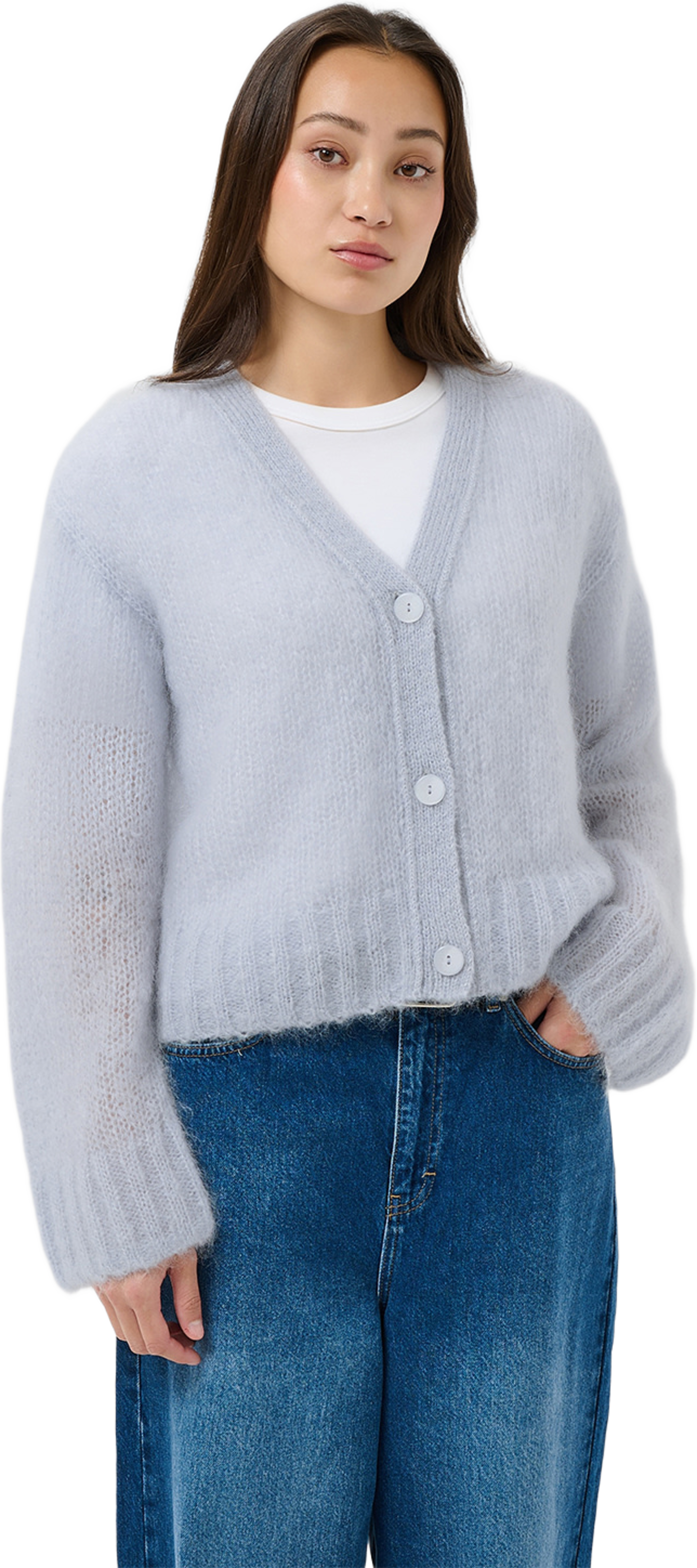 ZendayaPW Cardigan, från Part Two, i färgen Gray Dawn. Klicka för att öppna bilden i stort format