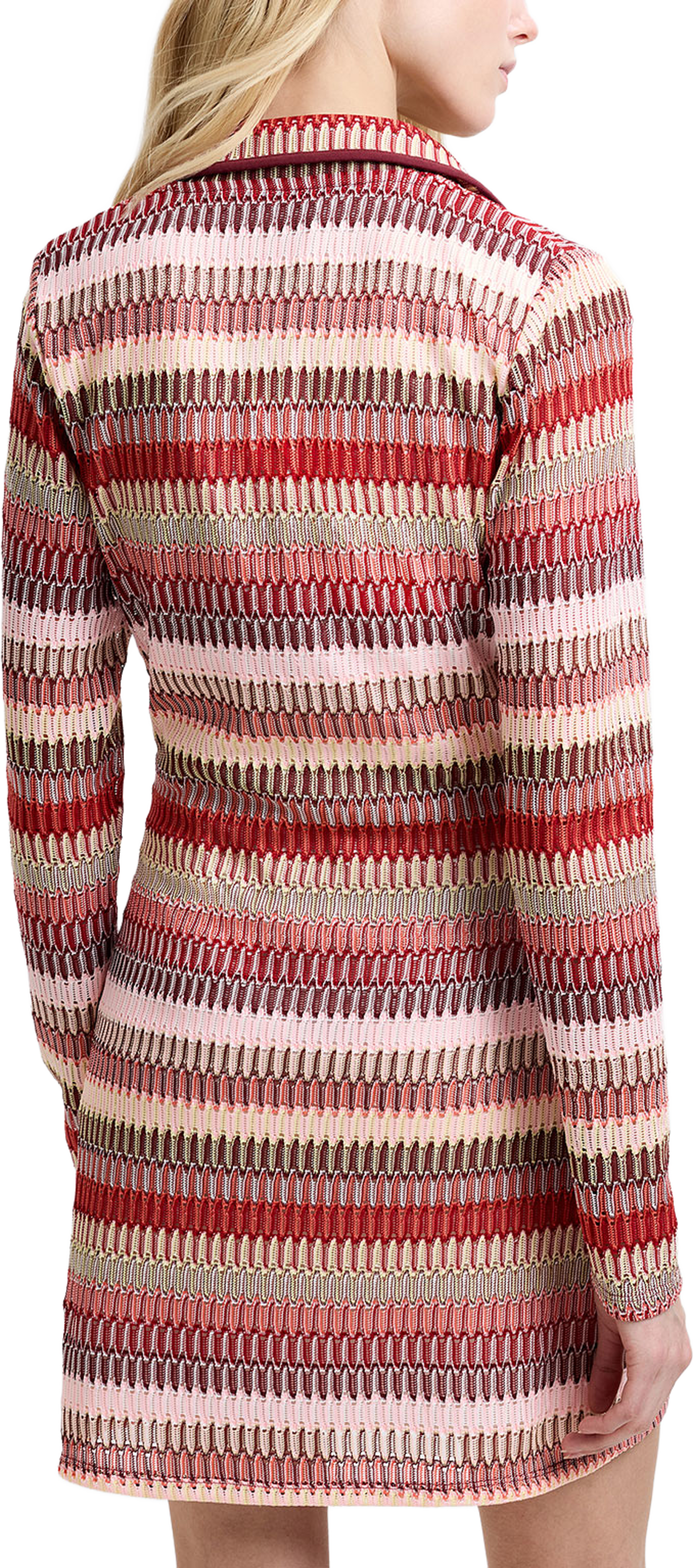 Charleen Crochet Striped Mini Dress, från French Connection, i färgen Red Brick Multi. Klicka för att öppna bilden i stort format