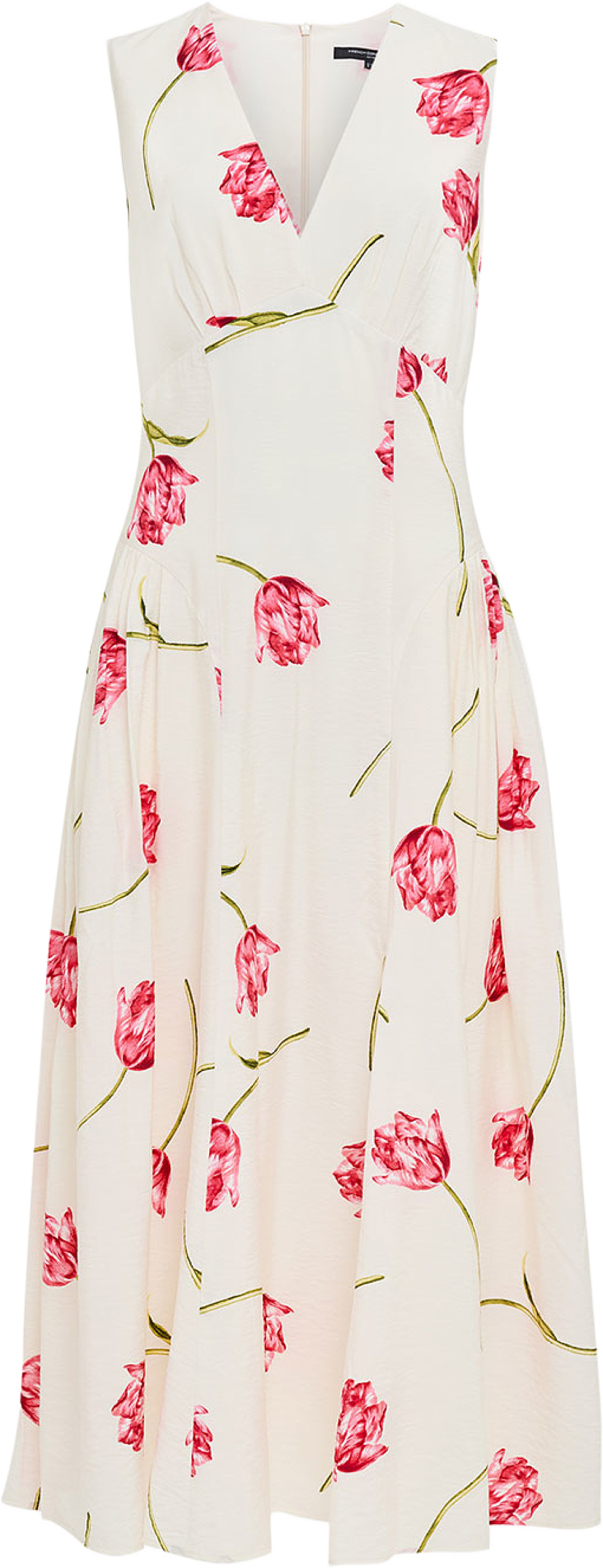 Cressida Faron Drape Midi Dress, från French Connection, i färgen Ivory Multi. Klicka för att öppna bilden i stort format