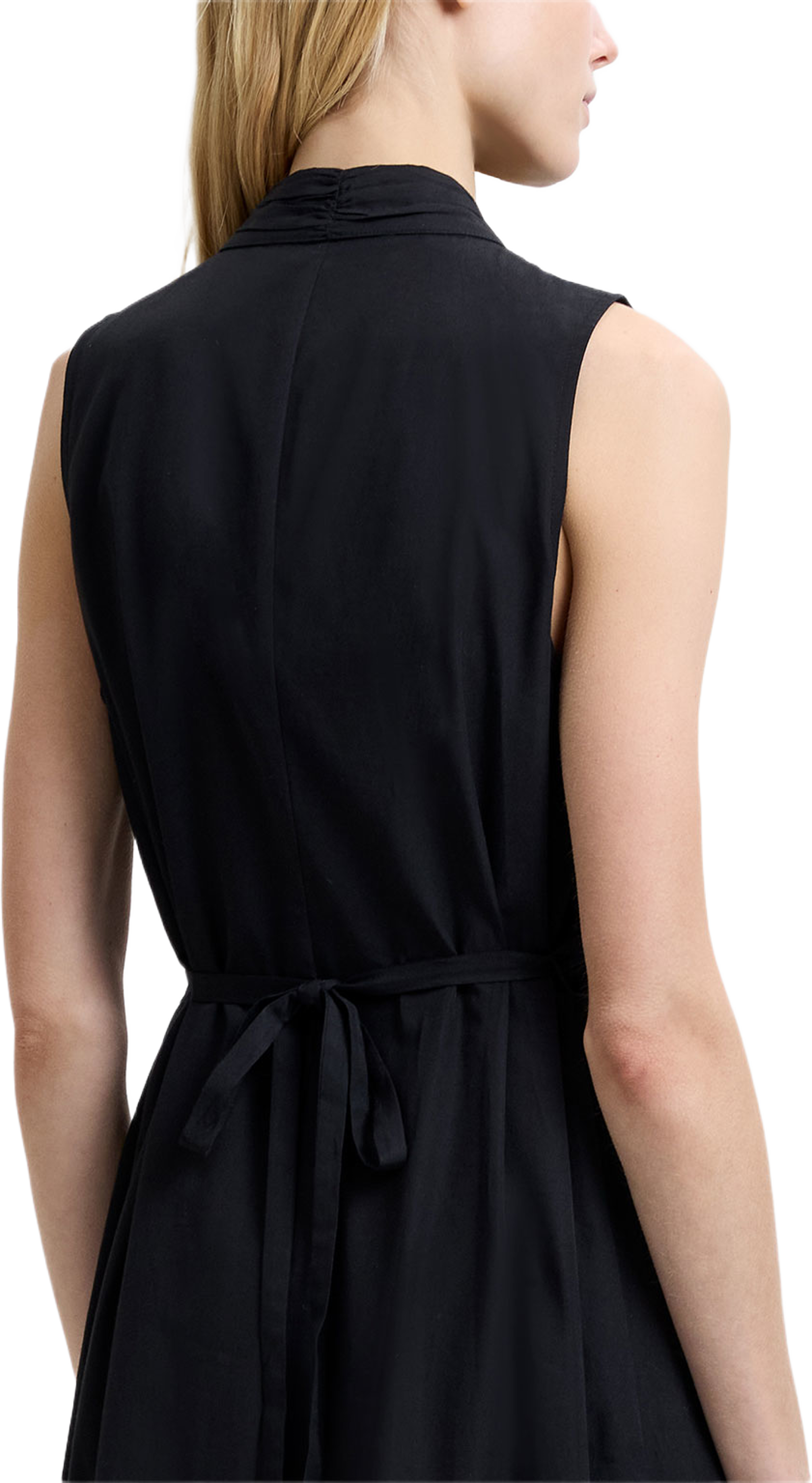 Era Poplin Godet Bow Midi Dress, från French Connection, i färgen Black. Klicka för att öppna bilden i stort format