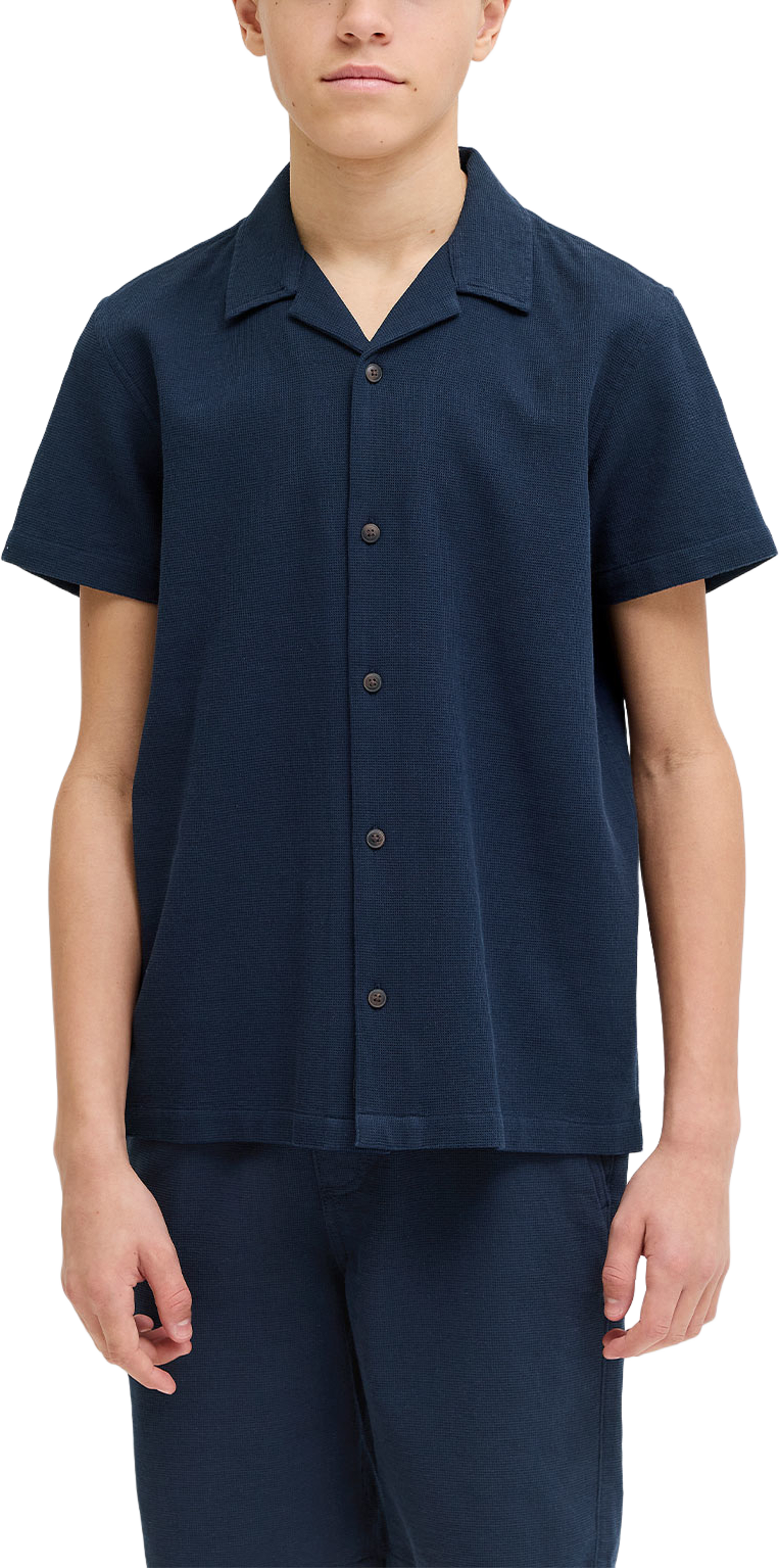 Waffle Resort Shirt, från Jack & Jones, i färgen Navy Blazer. Klicka för att öppna bilden i stort format