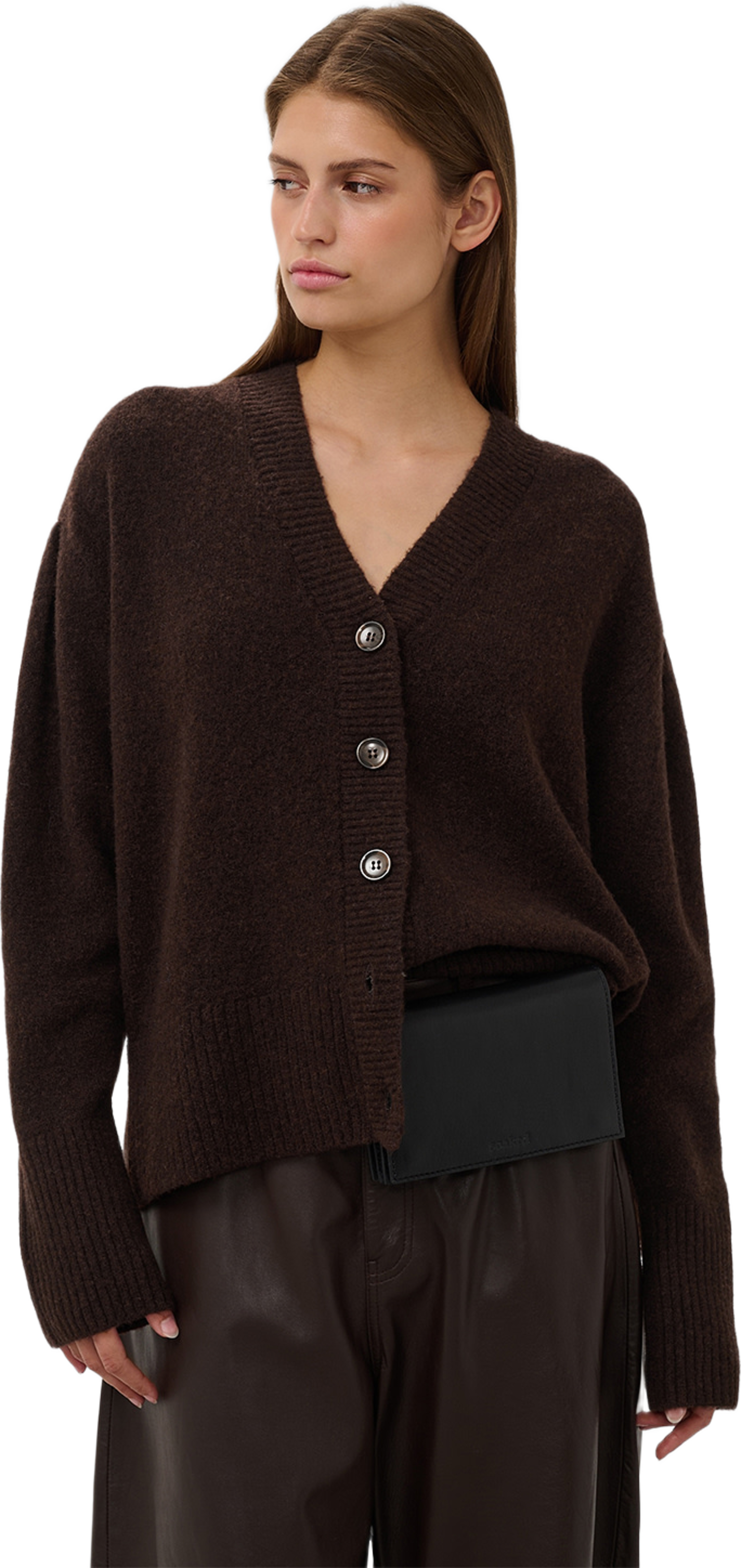 SLBean Cardigan, från Soaked In Luxury, i färgen Chocolate Plum Melange. Klicka för att öppna bilden i stort format