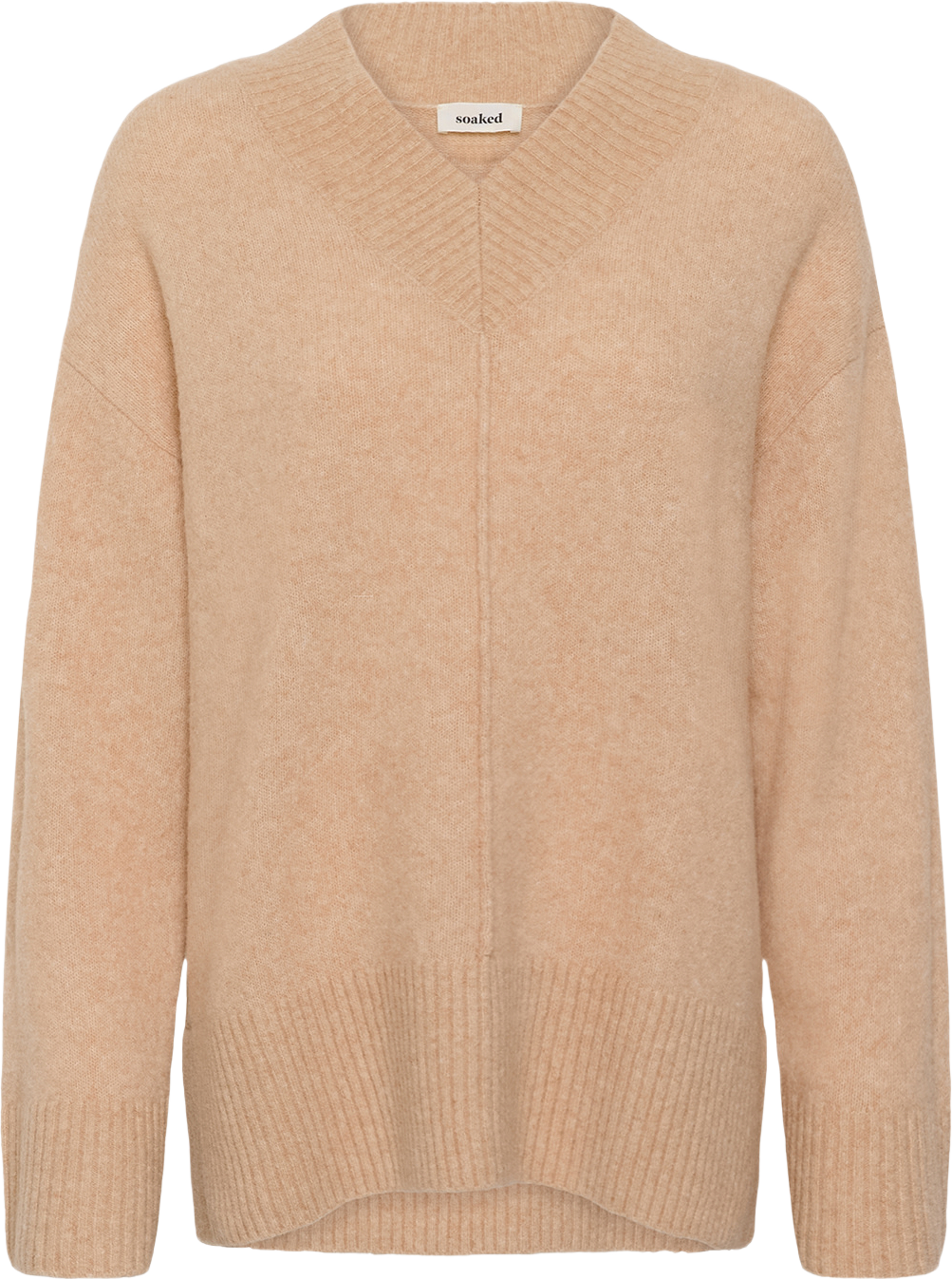 SLBean V-Neck Pullover, från Soaked In Luxury, i färgen Wood Ash Melange. Klicka för att öppna bilden i stort format