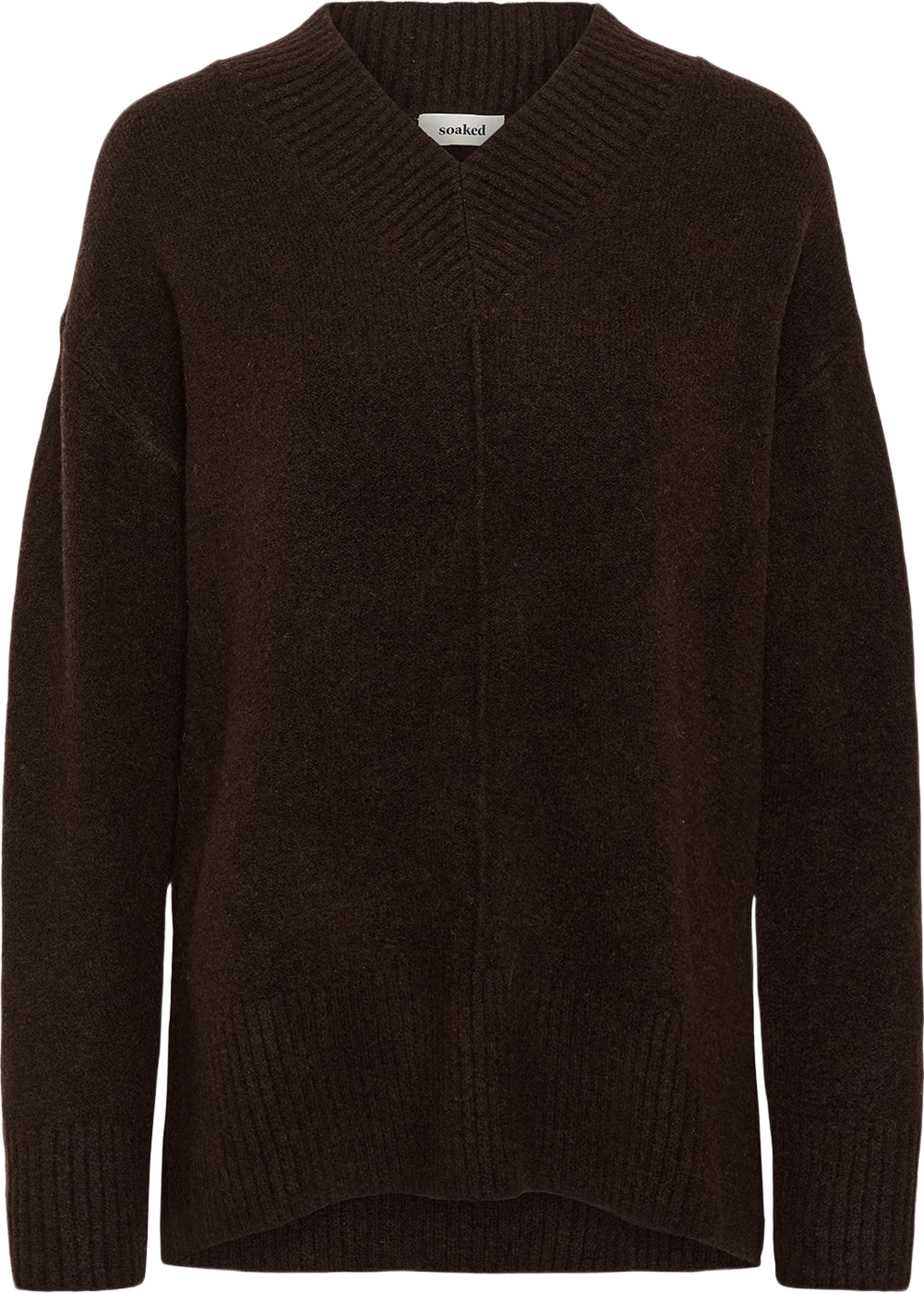 SLBean V-Neck Pullover, från Soaked In Luxury, i färgen Chocolate Plum Melange. Klicka för att öppna bilden i stort format