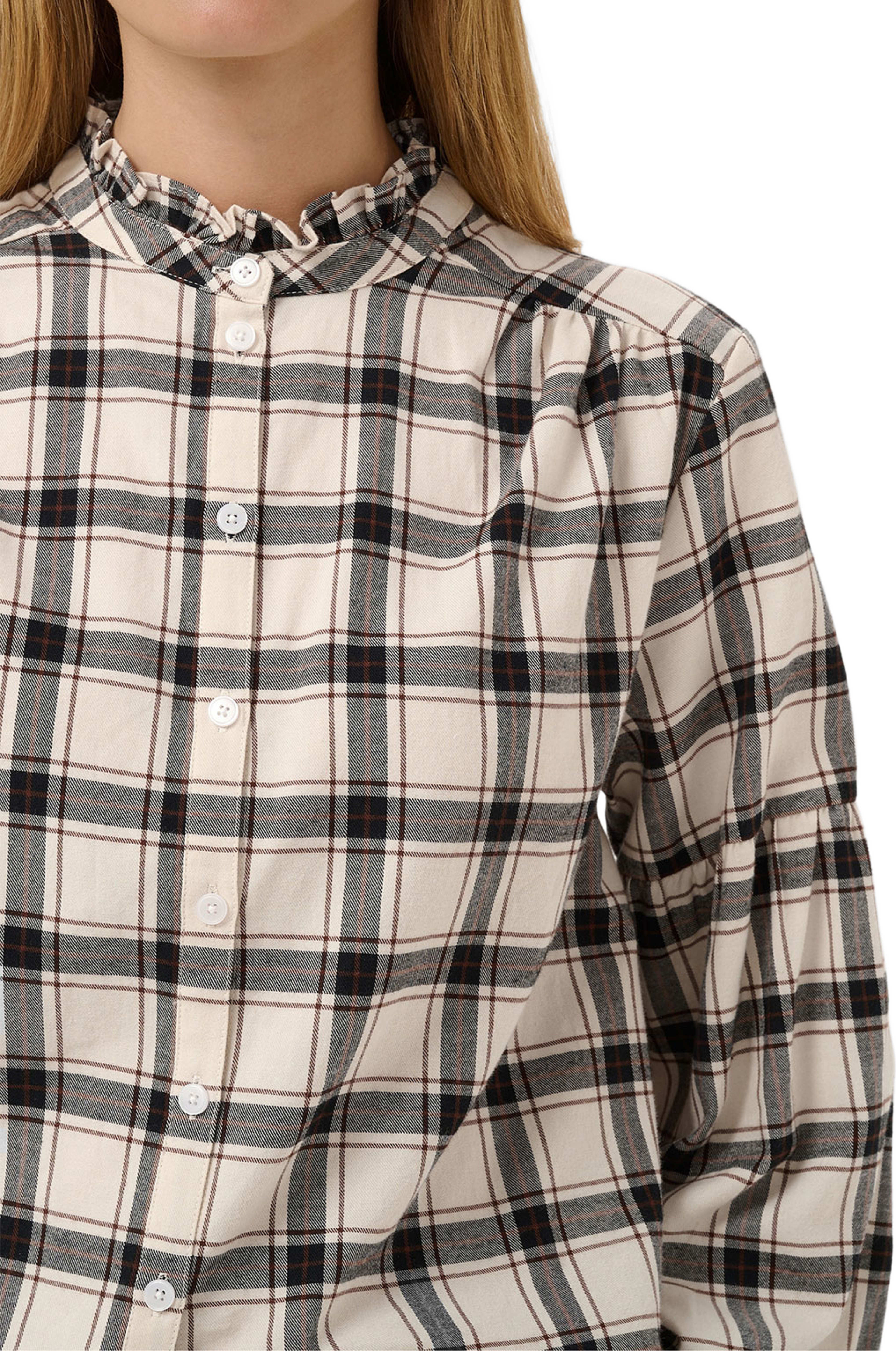 SamillaPW Shirt, från Part Two, i färgen Dark Navy/Mole Check. Klicka för att öppna bilden i stort format