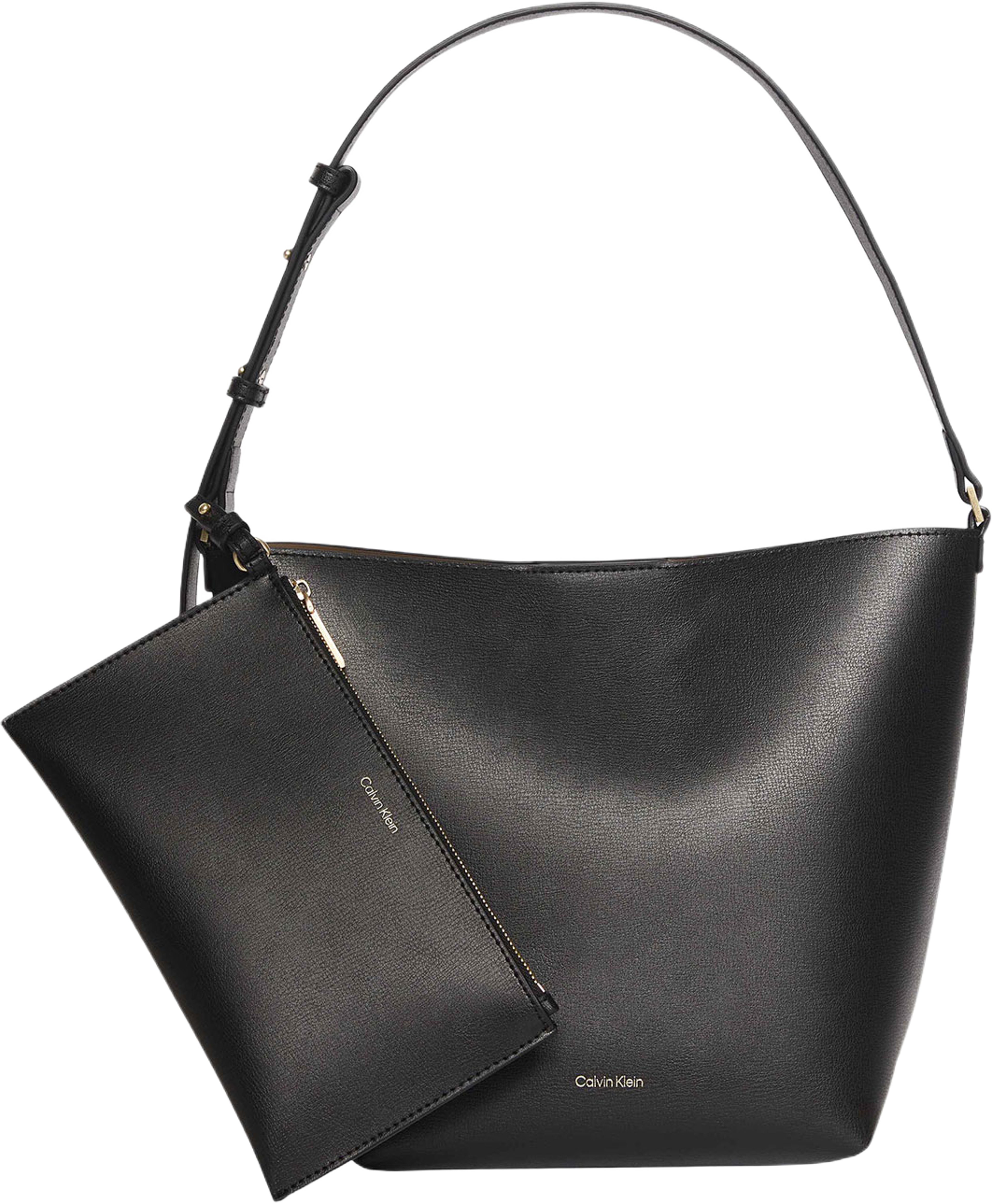 Foil Logo Medium Bucket Bag, från Calvin Klein, i färgen Black/Toasted Coconut. Klicka för att öppna bilden i stort format