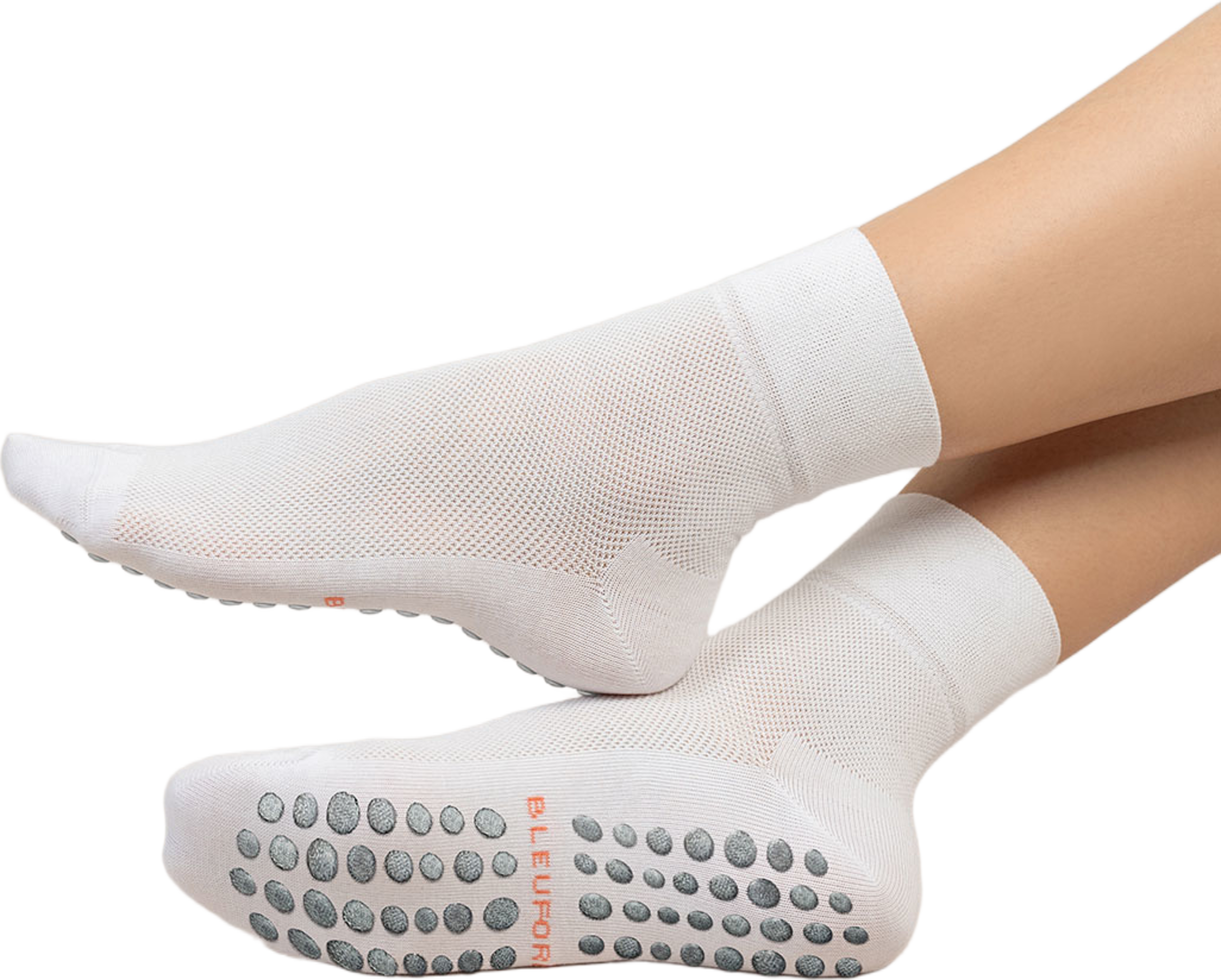 Anti-halk socka, tunn, från BleuForêt, i färgen Blanc. Klicka för att öppna bilden i stort format