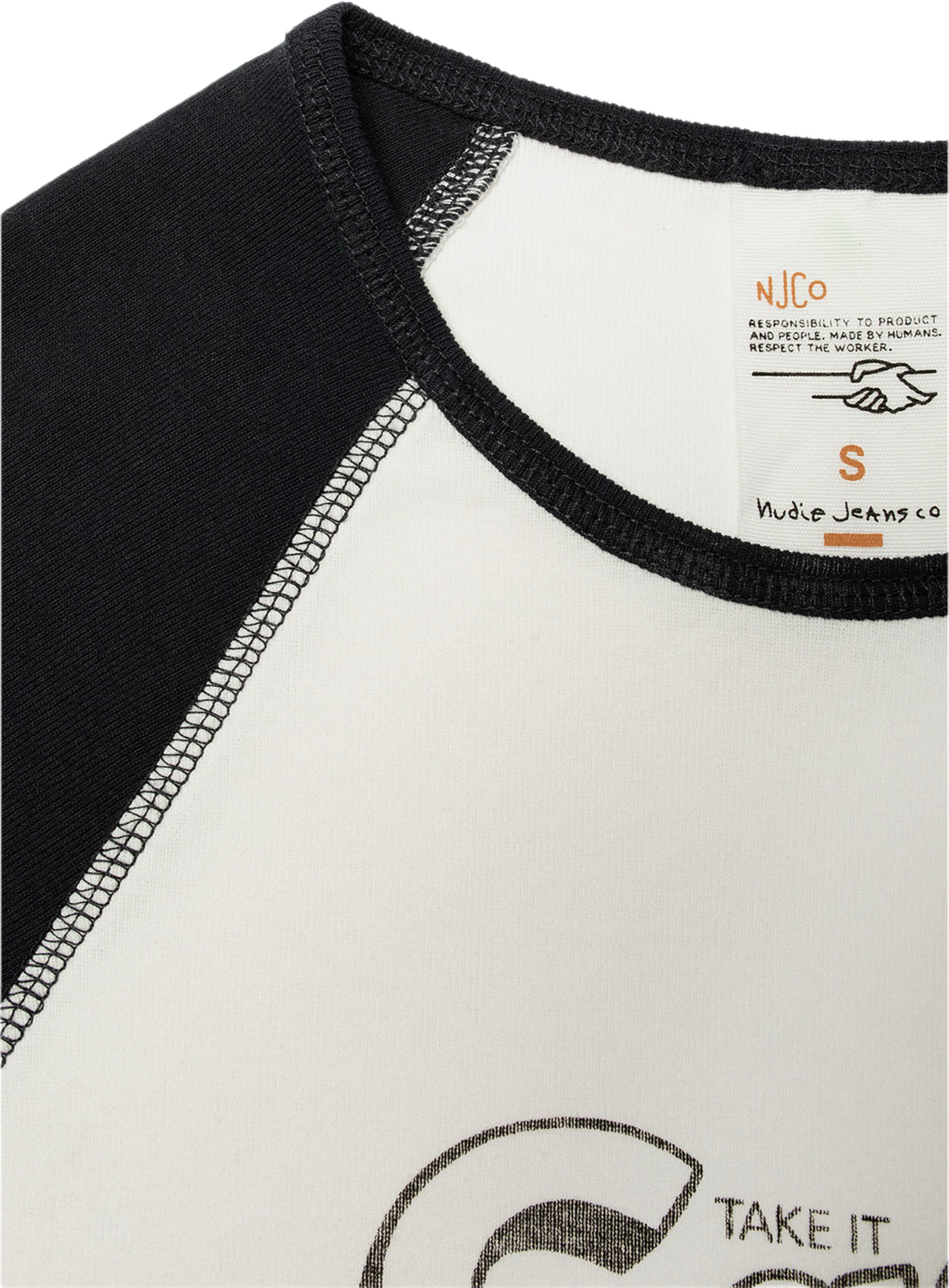 Eve T-Shirt Take It Easy, från Nudie Jeans, i färgen Offwhite/Black. Klicka för att öppna bilden i stort format