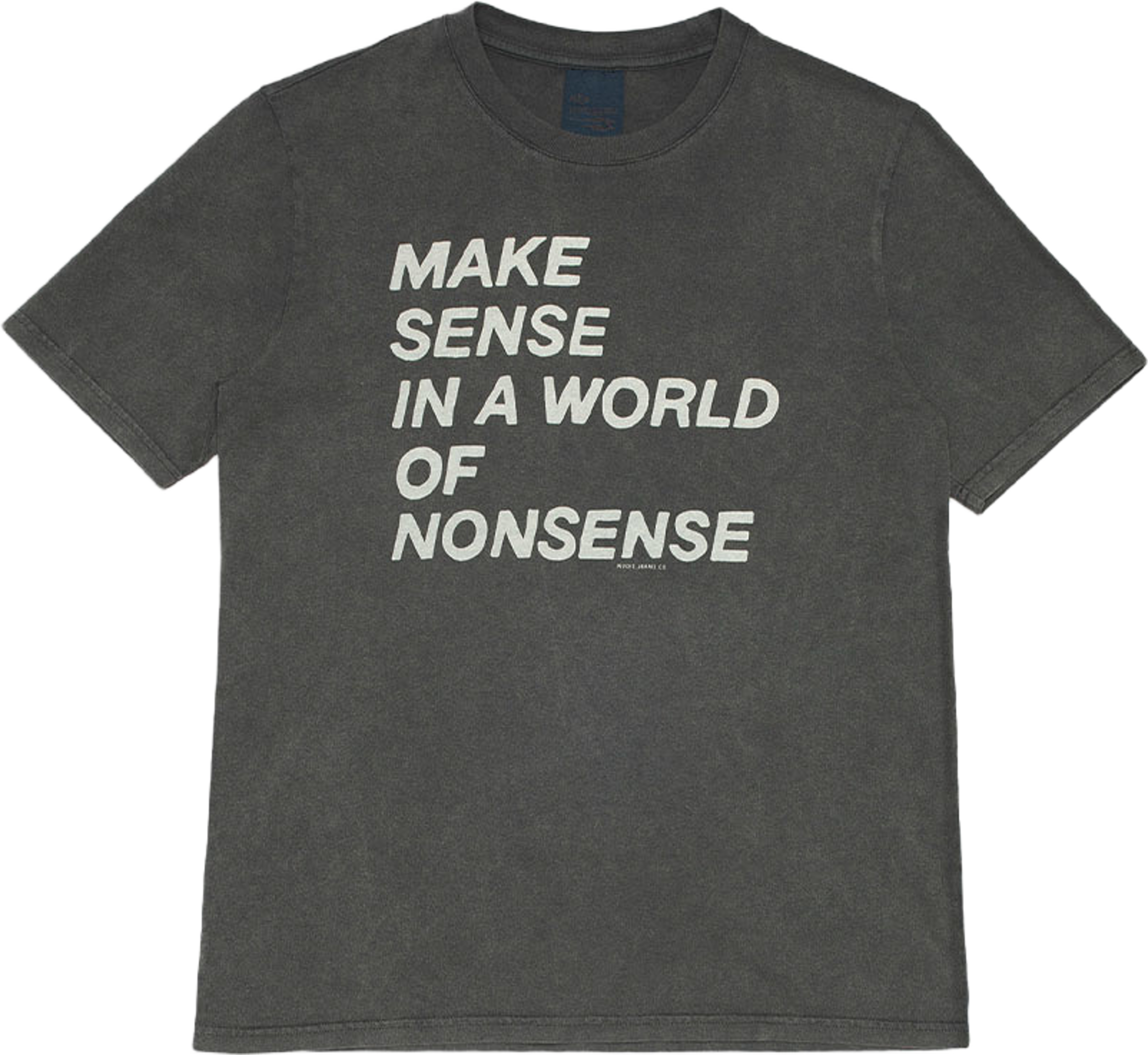 Joni T-Shirt Make Sense, från Nudie Jeans, i färgen Antracite. Klicka för att öppna bilden i stort format