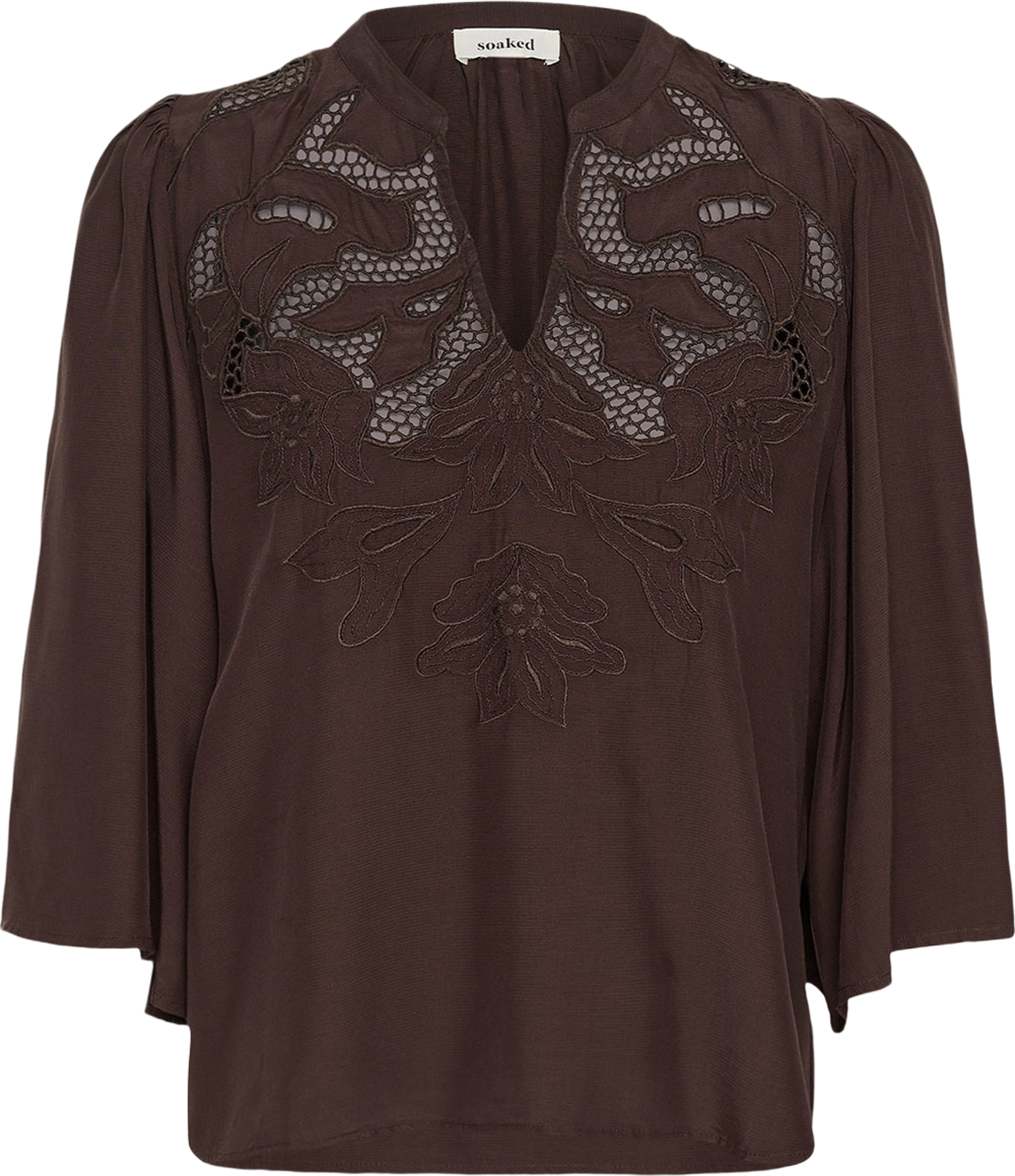 SLLantana Embroidery Blouse SS, från Soaked In Luxury, i färgen Mole'. Klicka för att öppna bilden i stort format
