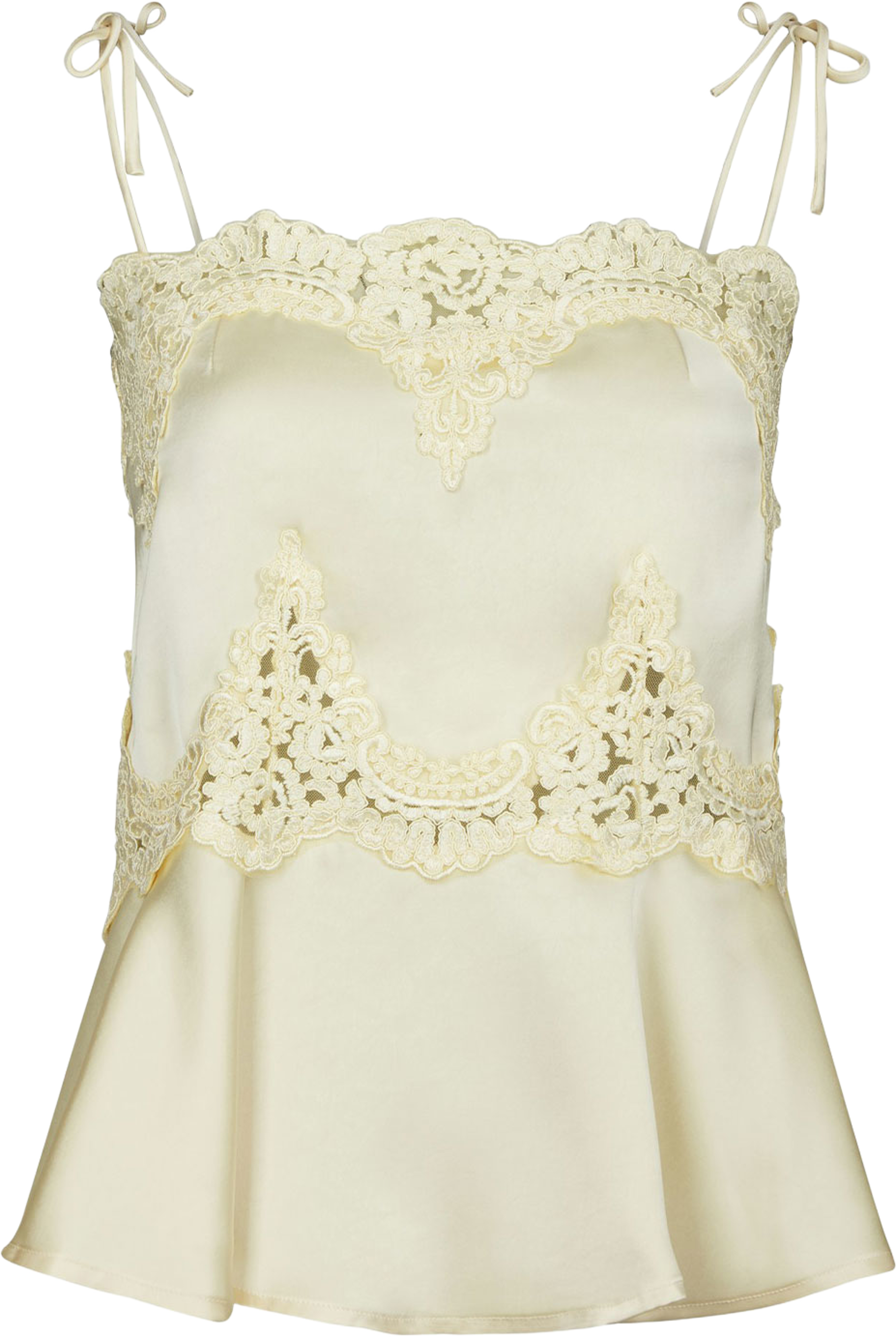 Kaela Heavy Sateen Lace Top, från Neo Noir, i färgen Light Yellow. Klicka för att öppna bilden i stort format