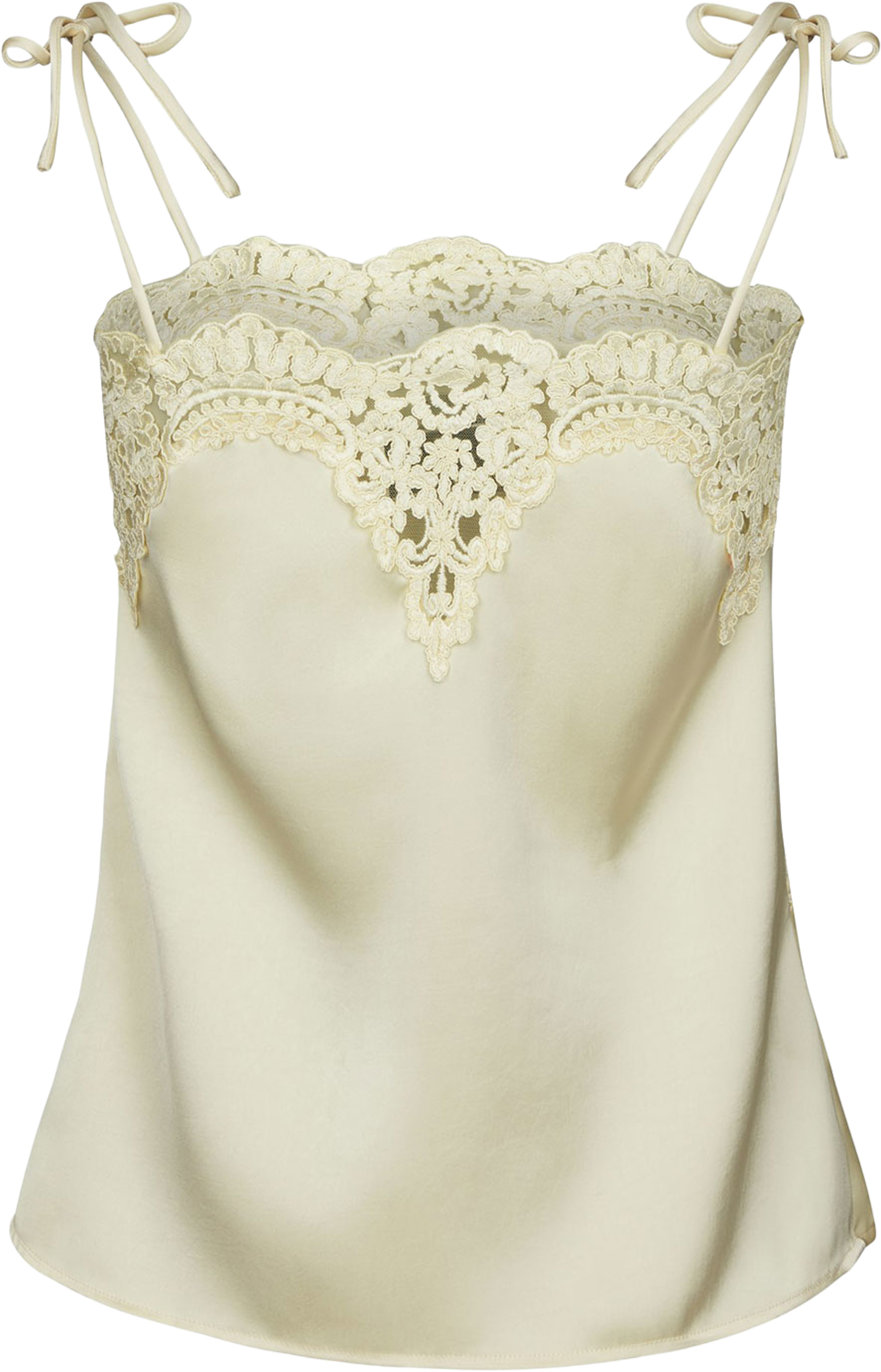 Kaela Heavy Sateen Lace Top, från Neo Noir, i färgen Light Yellow. Klicka för att öppna bilden i stort format