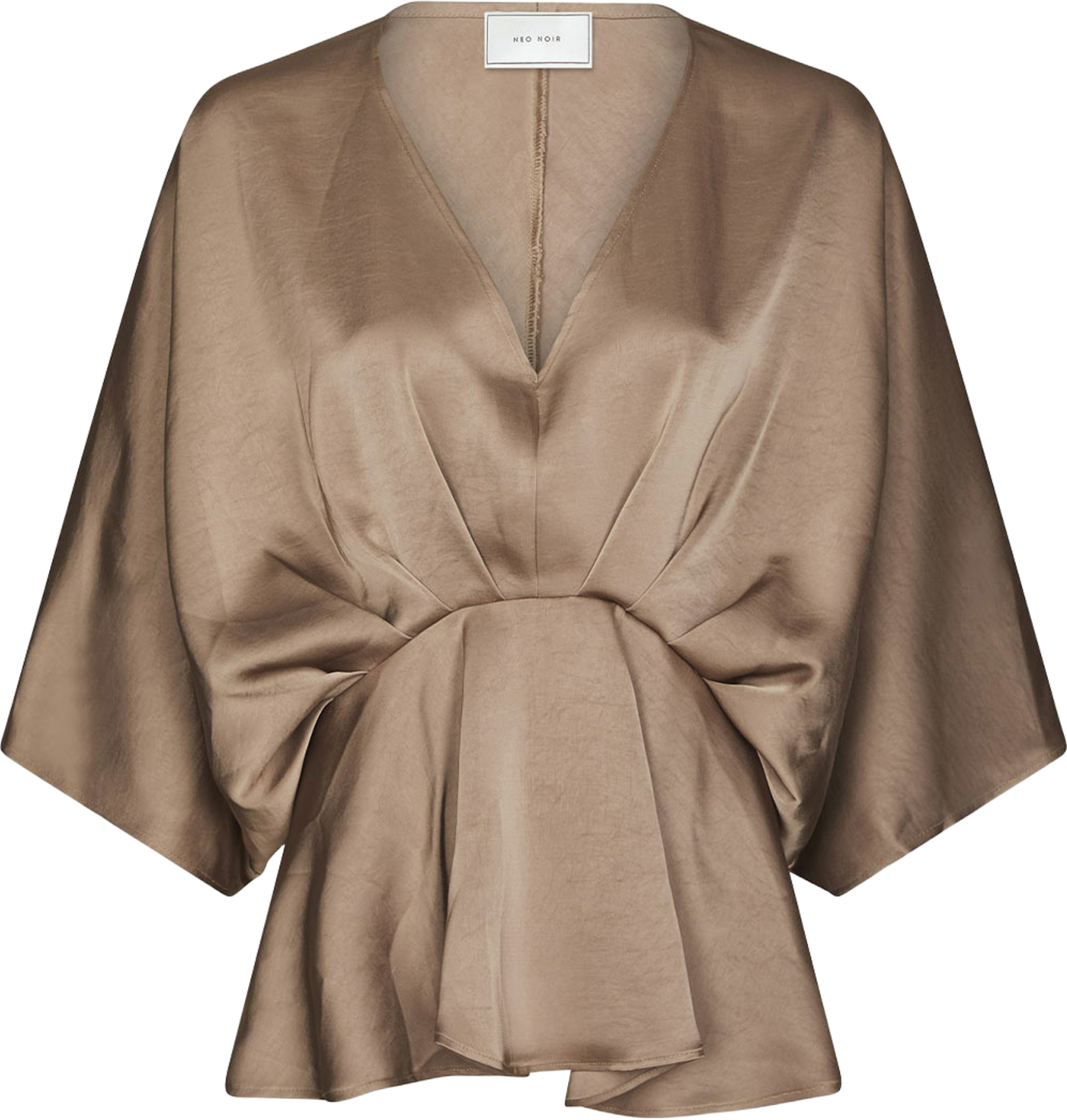 Rivina Heavy Sateen Blouse, från Neo Noir, i färgen Dark Taupe. Klicka för att öppna bilden i stort format