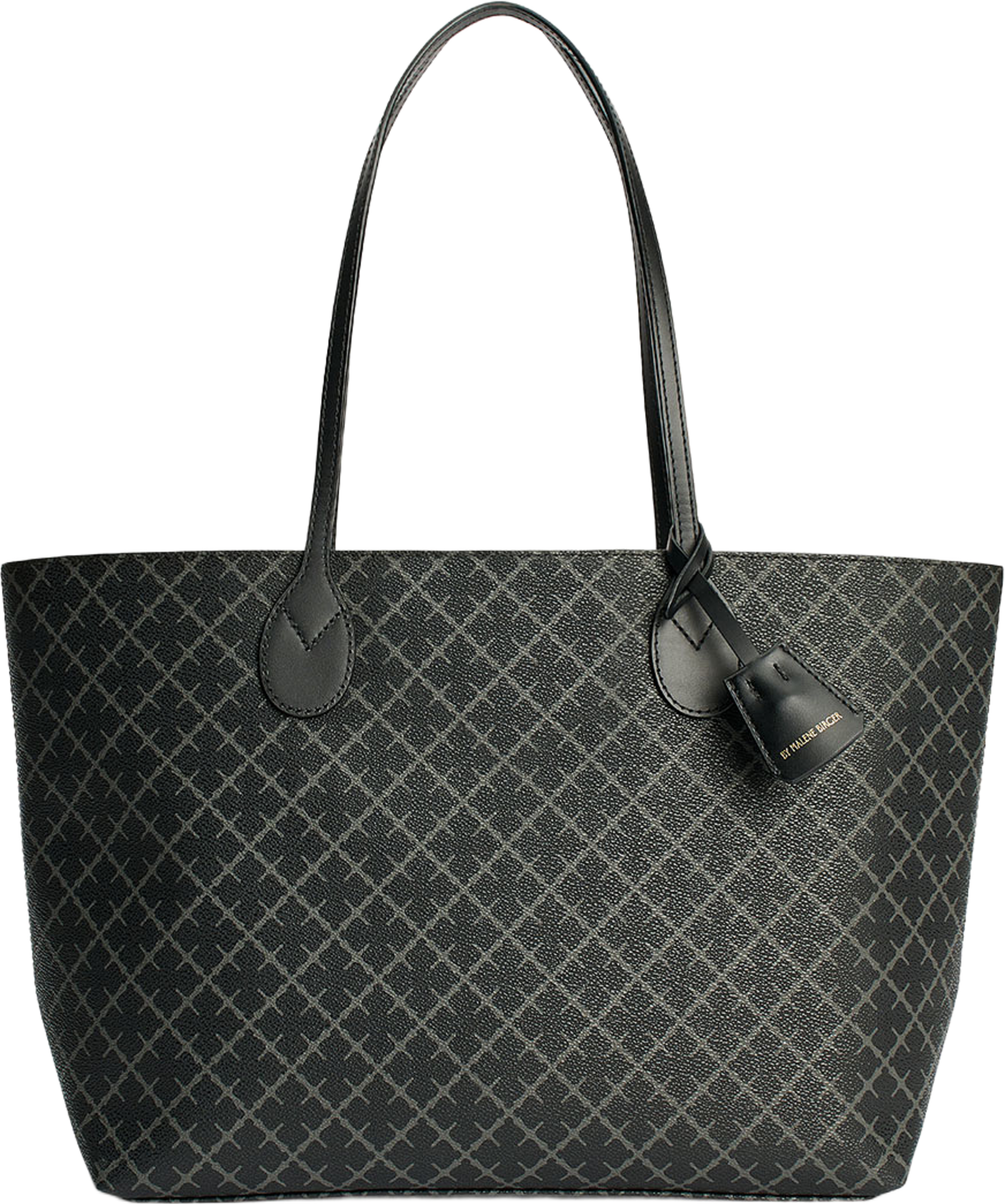 Abigail mönstrad toteväska, från By Malene Birger, i färgen Charcoal. Klicka för att öppna bilden i stort format