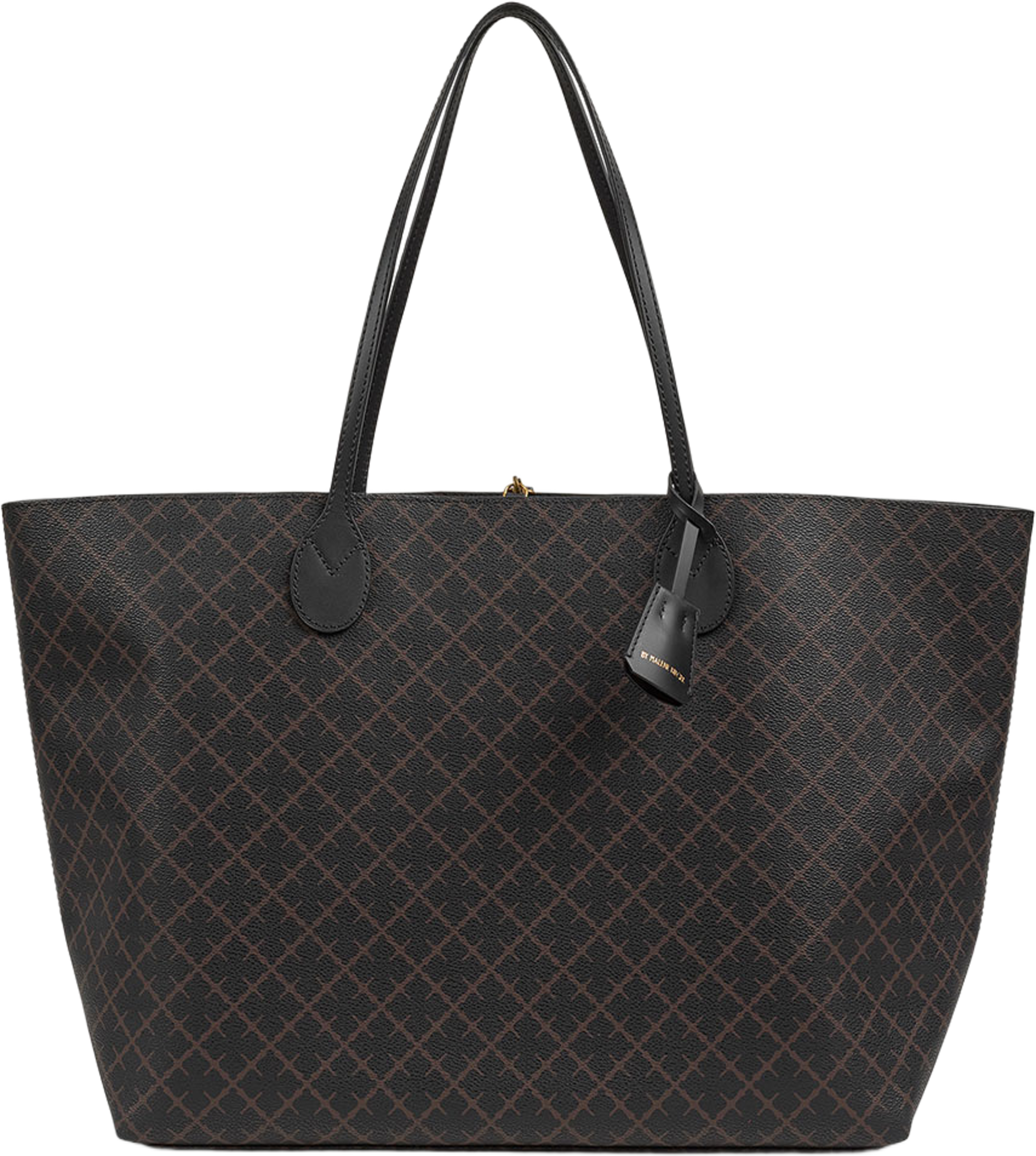 Abi mönstrad toteväska, från By Malene Birger, i färgen Dark Chokolate. Klicka för att öppna bilden i stort format