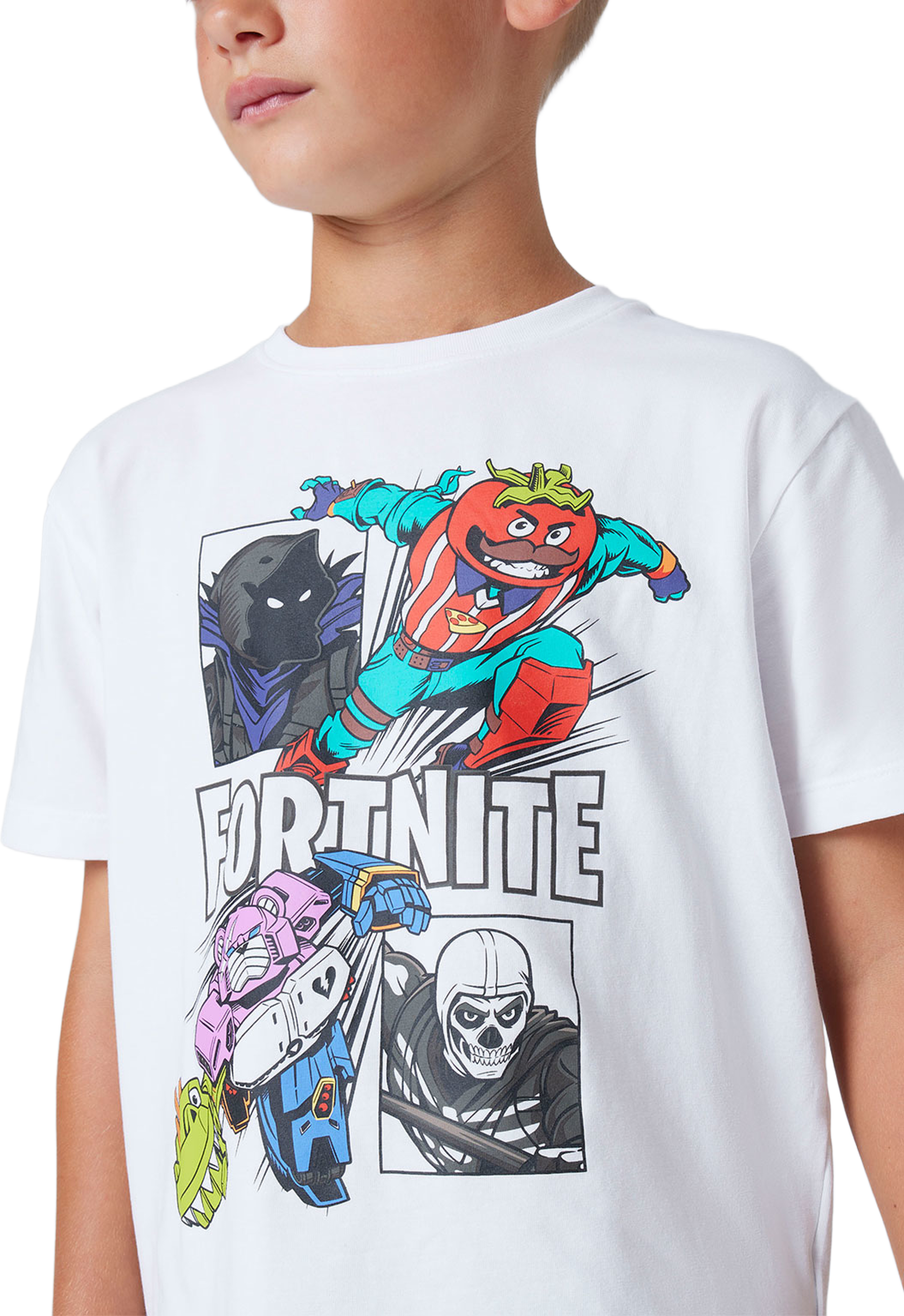 T-shirt Fortnite, från Name It, i färgen Bright White. Klicka för att öppna bilden i stort format
