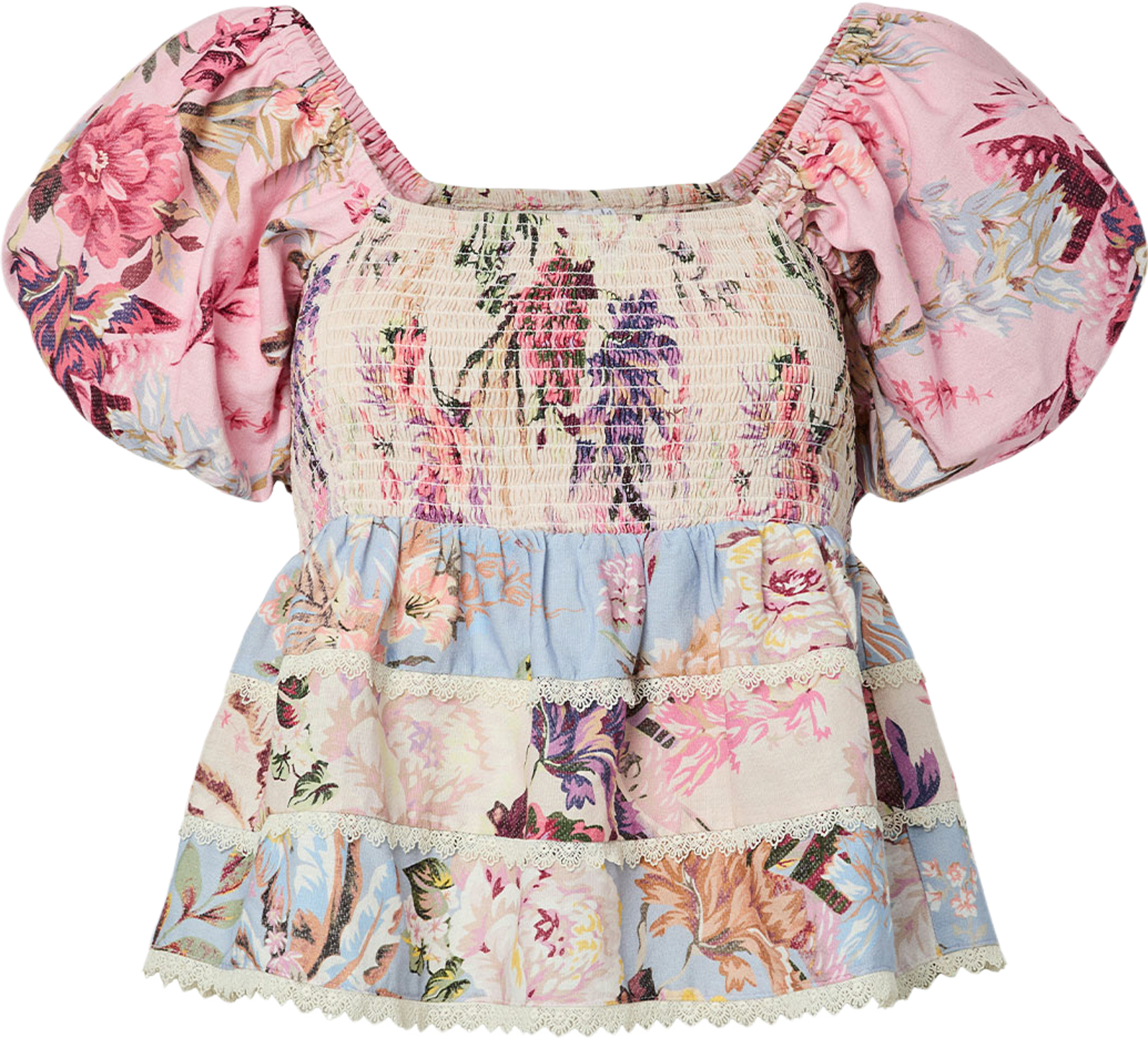 Yasmessa Smock Top, från YAS, i färgen Pristine W. Ballerina/Skyway. Klicka för att öppna bilden i stort format