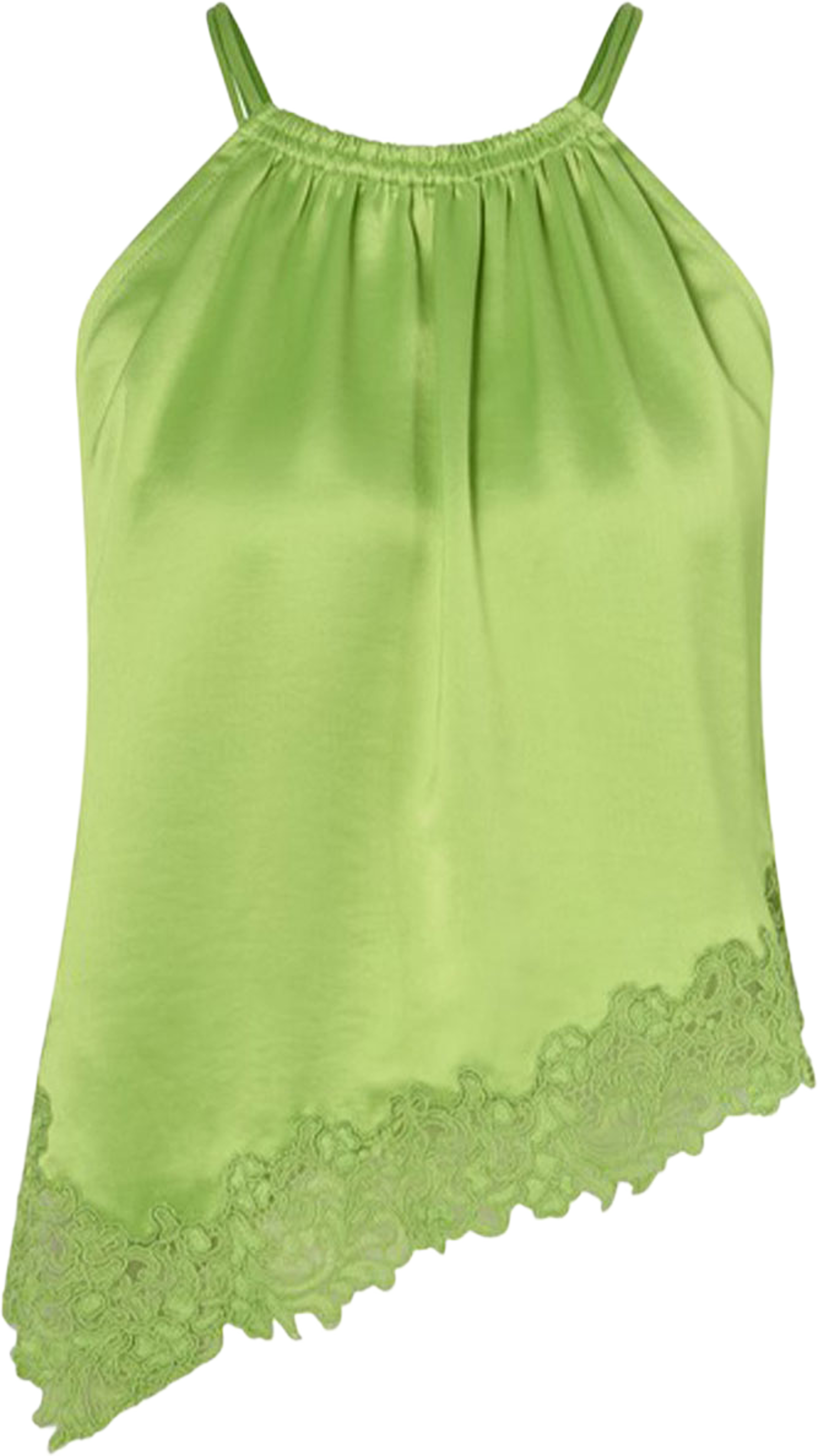 Madina Asymmetric Lace Hem Top, från Malina, i färgen Lime. Klicka för att öppna bilden i stort format