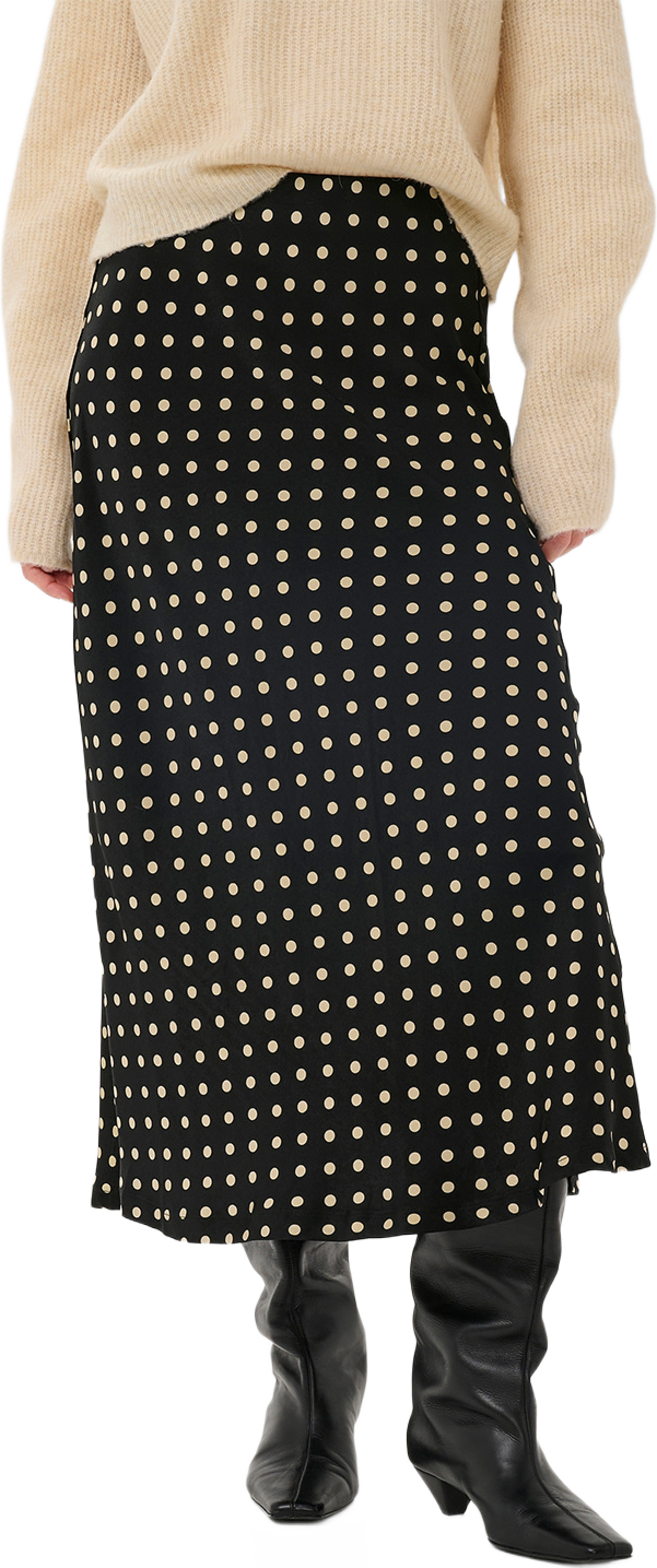 ZeemaIW Skirt, från Inwear, i färgen Black Spaced Dots. Klicka för att öppna bilden i stort format