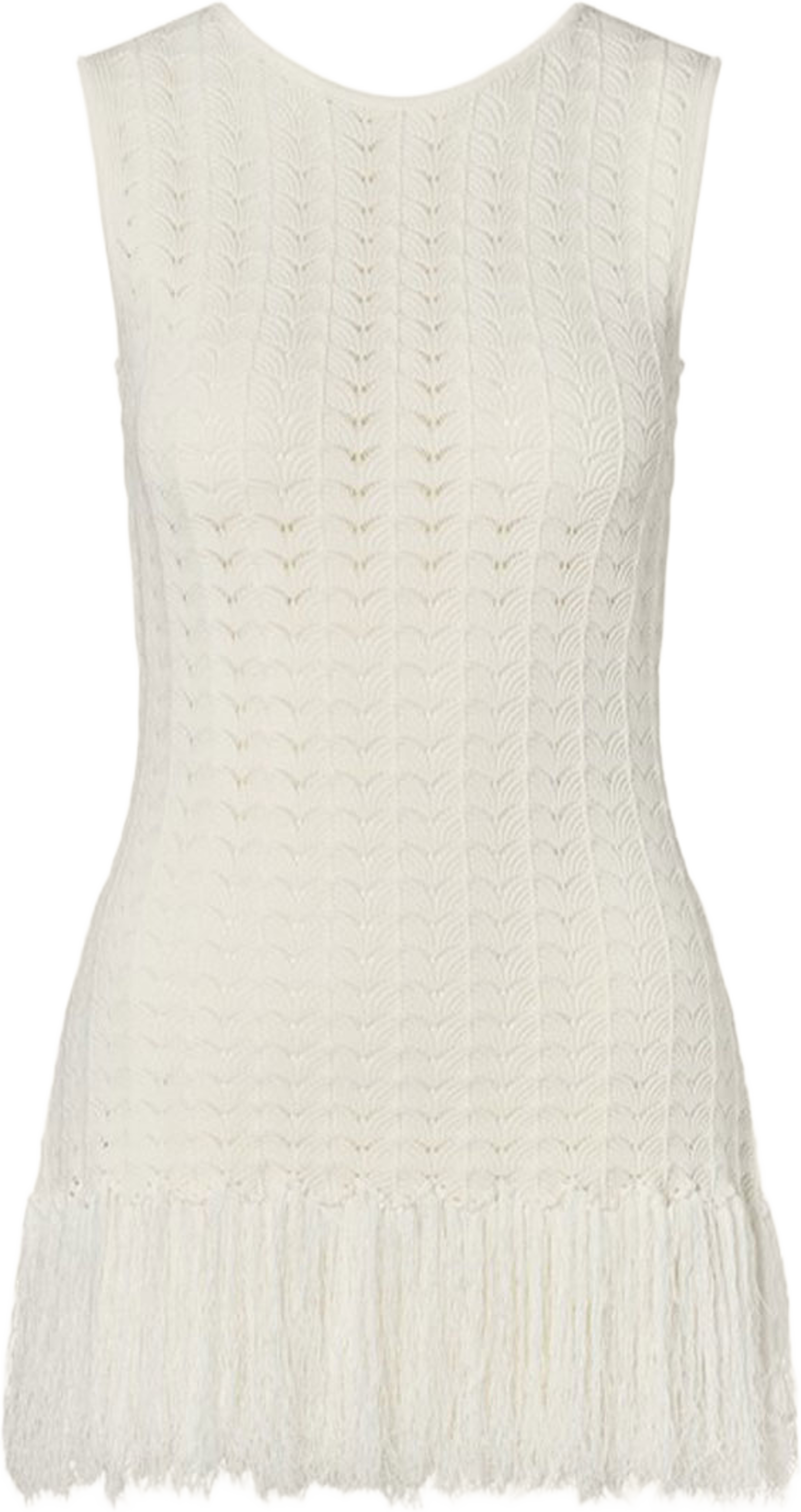 Amal Knitted Fringe Top, från Malina, i färgen White. Klicka för att öppna bilden i stort format